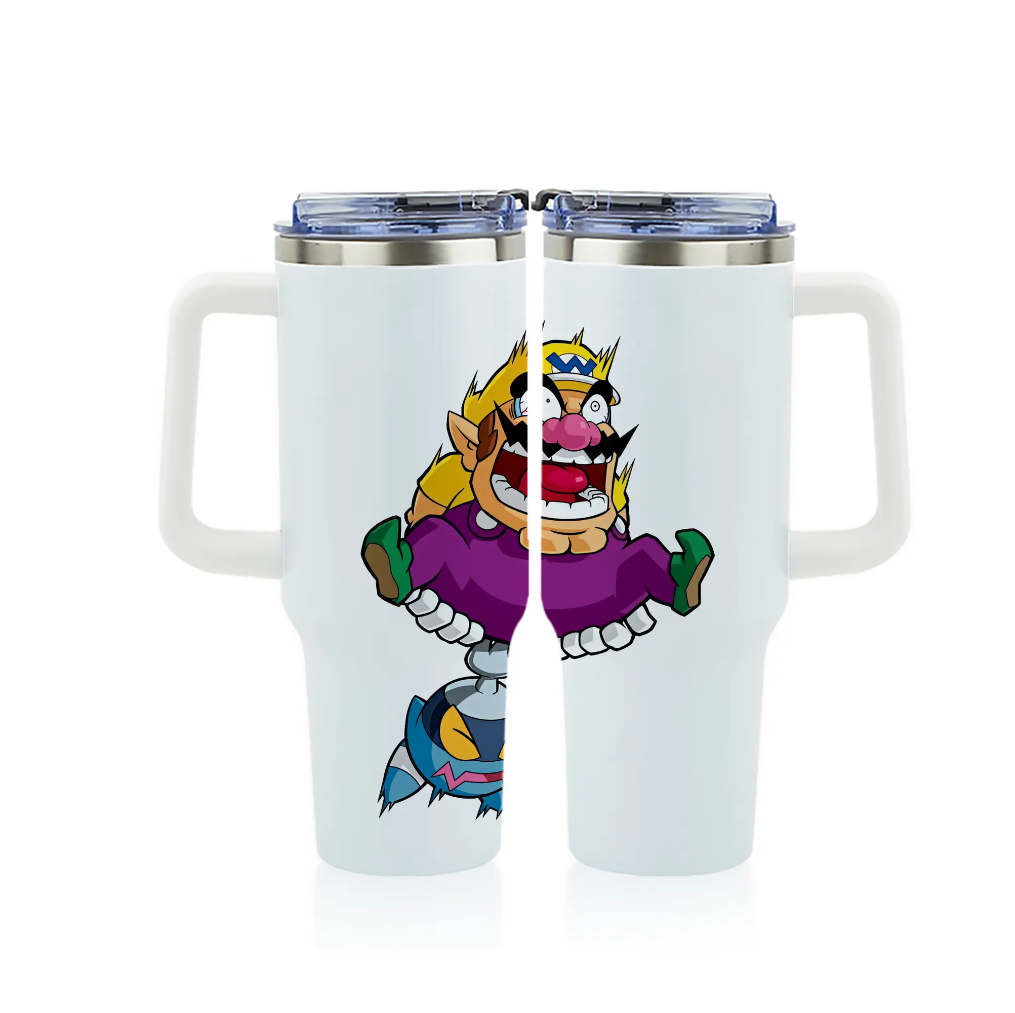 マリオ グッズ ワリオ - 1200mL フルプリント車用タンブラー ・ 304ステンレス 内側 ・ 201ステンレス 外側 ・ 保温 保冷 ・ 通勤 ドライブ アウトドア用