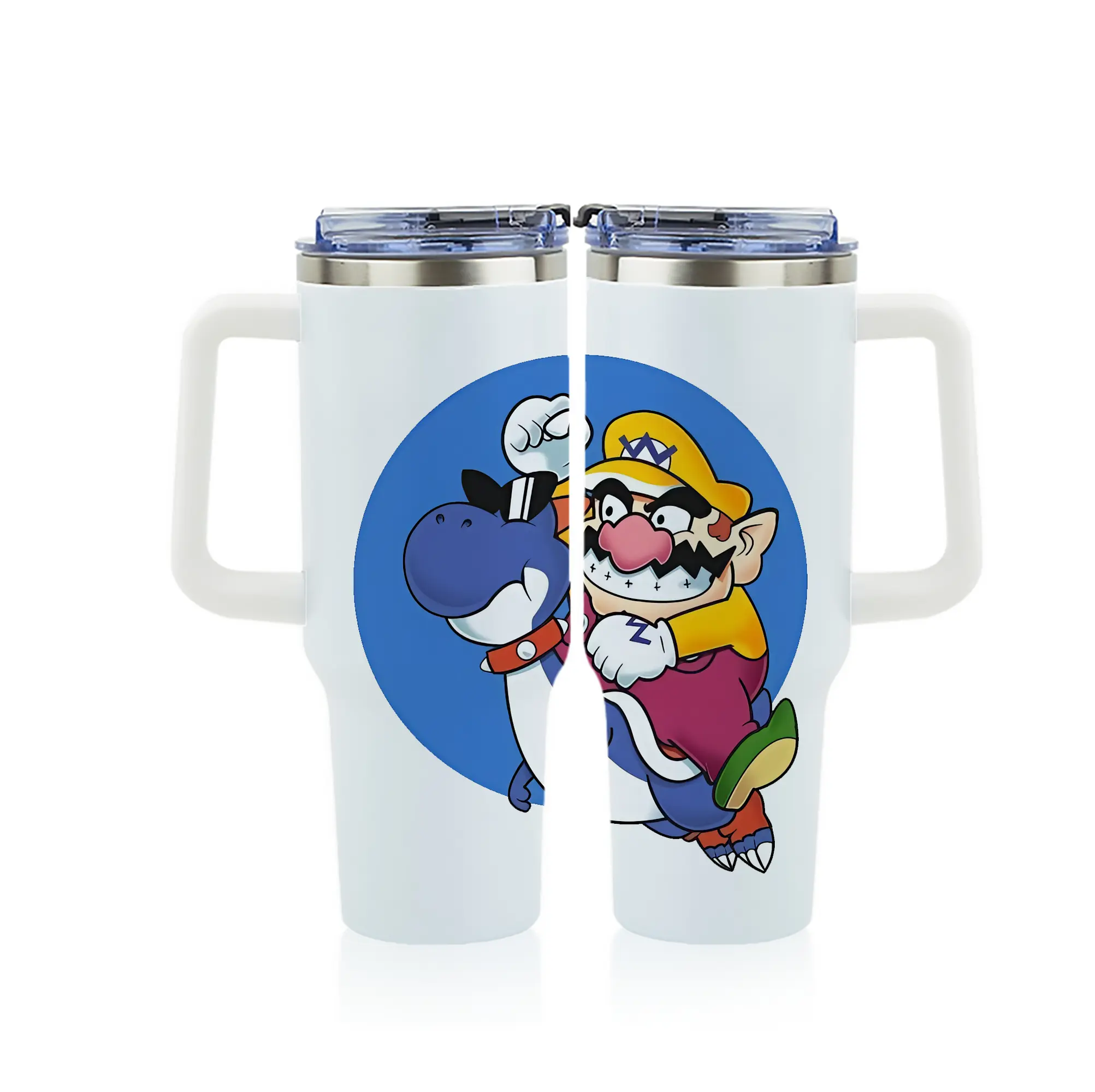 マリオ グッズ ワリオ - 1200mL フルプリント車用タンブラー ・ 304ステンレス 内側 ・ 201ステンレス 外側 ・ 保温 保冷 ・ 通勤 ドライブ アウトドア用