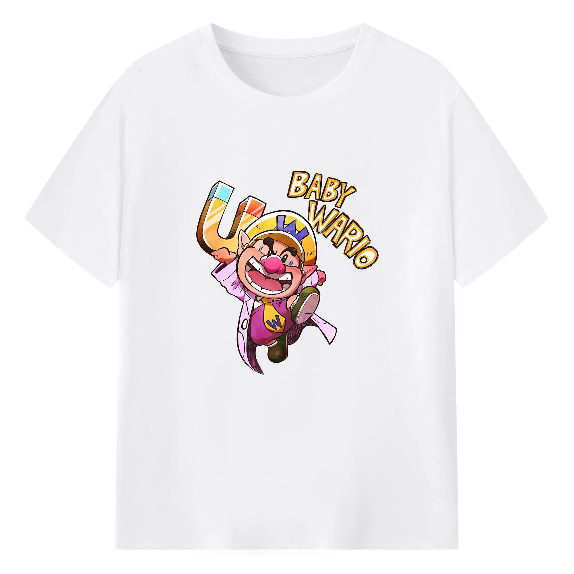 マリオ グッズ ワリオ - 綿100％ 半袖Tシャツ ・ フロントプリント ・ 快適 通気性 ・ 日常使い 散歩 スポーツ用