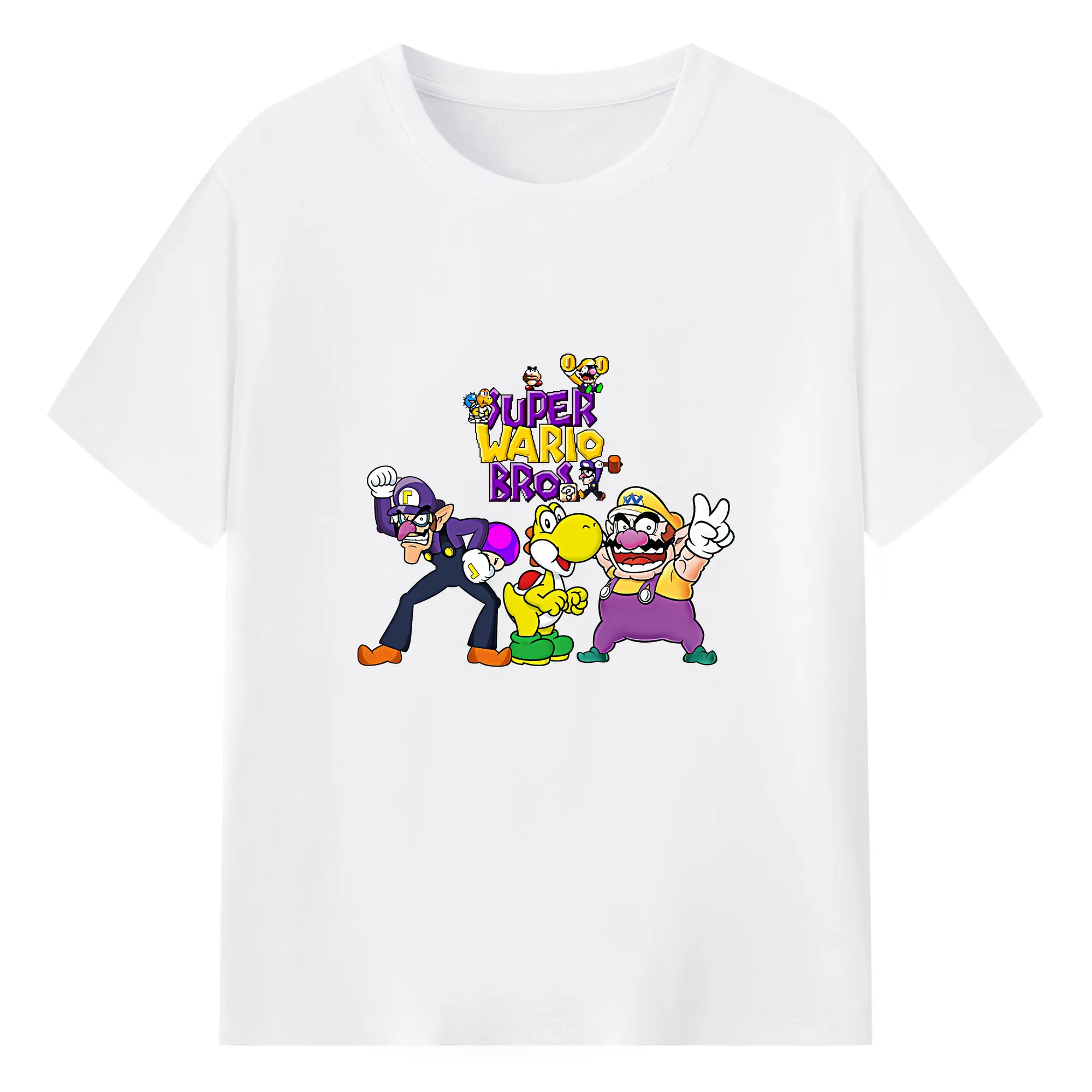 マリオ グッズ ワリオ - 綿100％ 半袖Tシャツ ・ フロントプリント ・ 快適 通気性 ・ 日常使い 散歩 スポーツ用