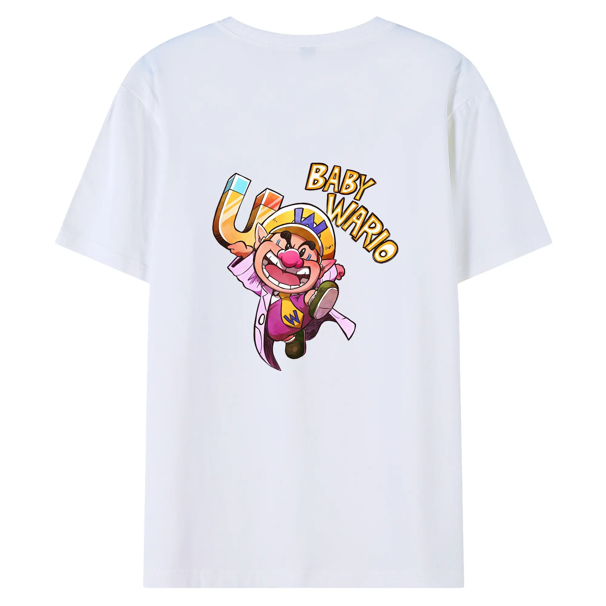 マリオ グッズ ワリオ - 綿100％ 半袖Tシャツ ・ バックプリント ・ 快適 通気性 ・ 日常使い 散歩 スポーツ用