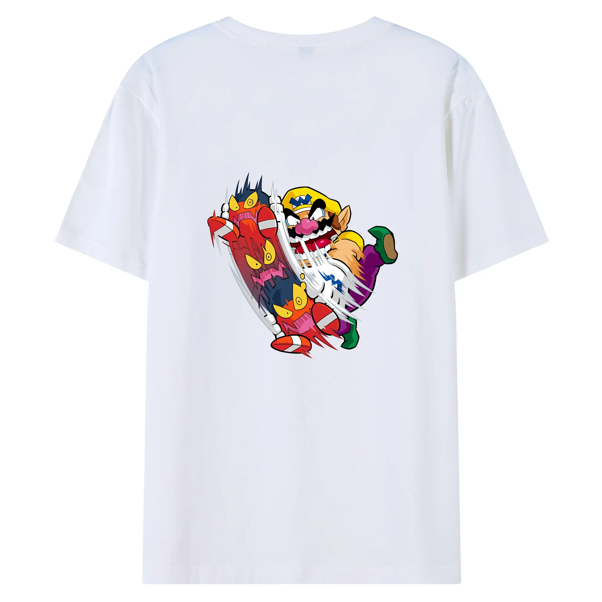 マリオ グッズ ワリオ - 綿100％ 半袖Tシャツ ・ バックプリント ・ 快適 通気性 ・ 日常使い 散歩 スポーツ用