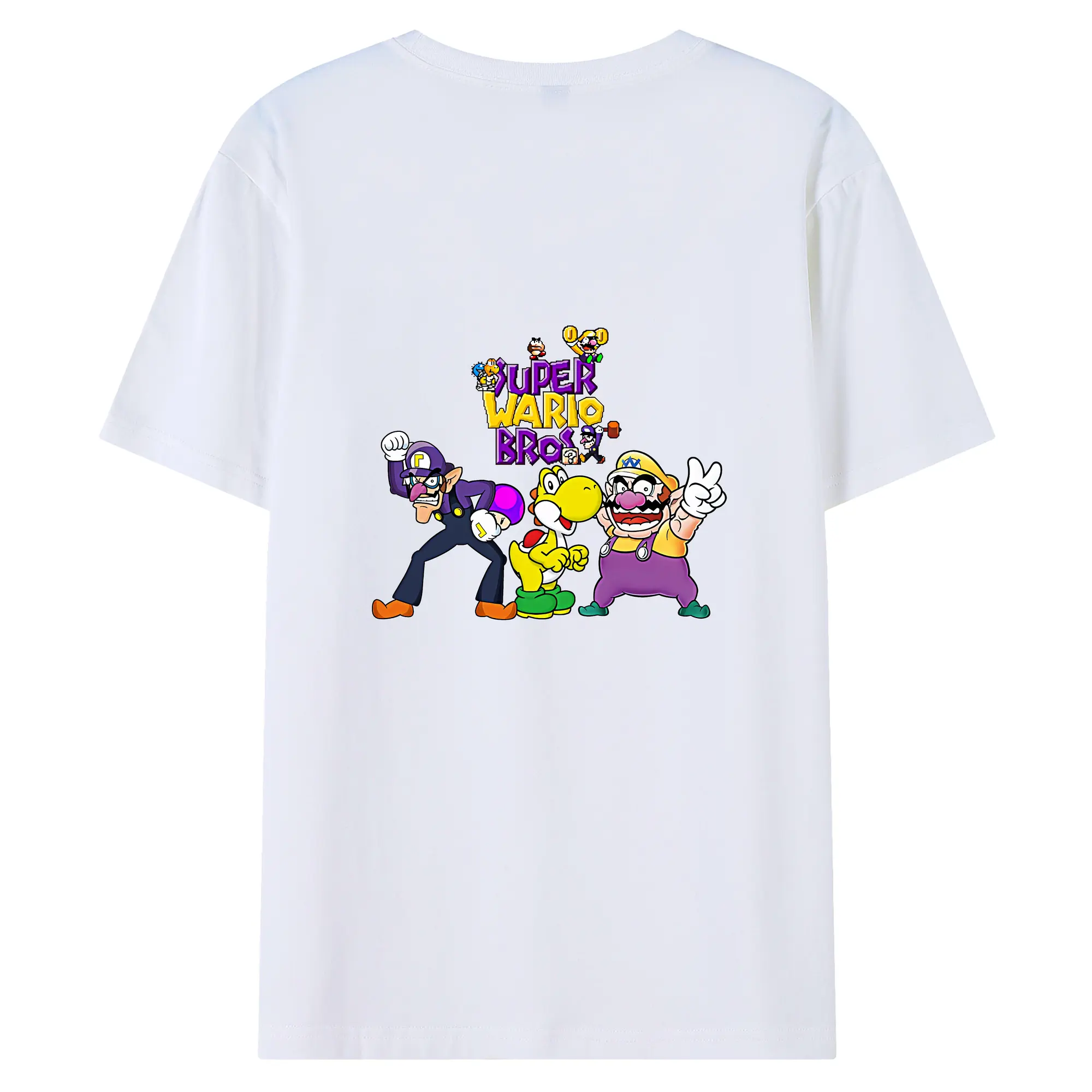 マリオ グッズ ワリオ - 綿100％ 半袖Tシャツ ・ バックプリント ・ 快適 通気性 ・ 日常使い 散歩 スポーツ用