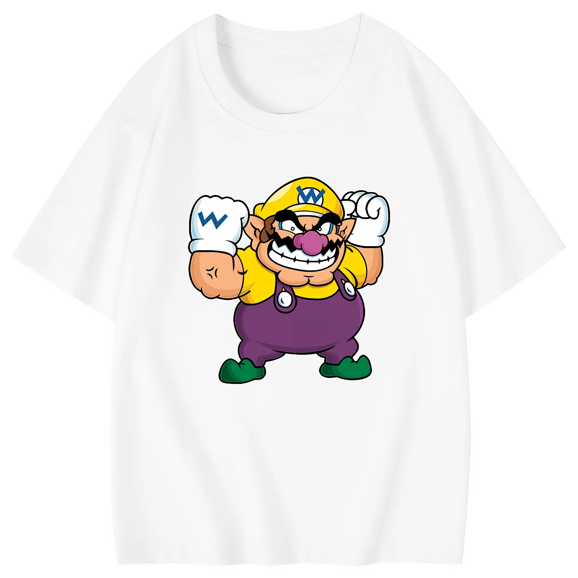 マリオ グッズ ワリオ - 綿100％ キッズTシャツ ・ フロントプリント ・ 快適 通気性 ・ スポーツ カジュアル 散歩用