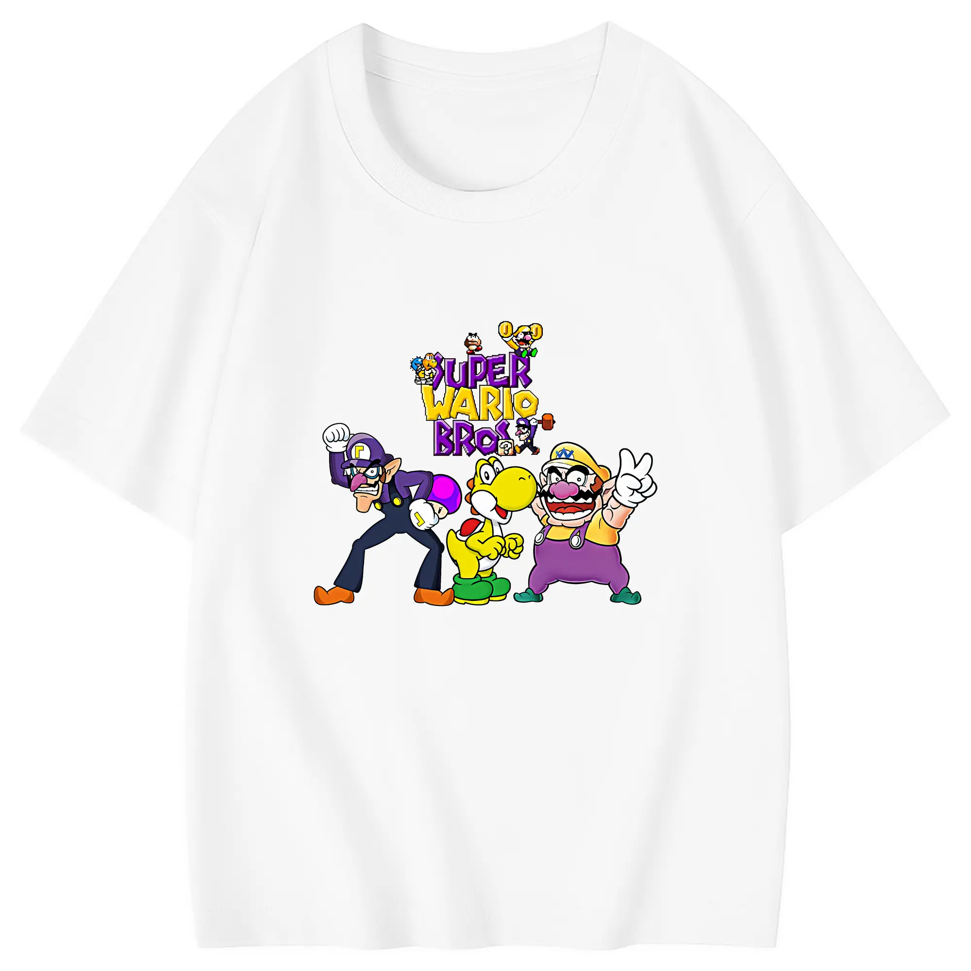 マリオ グッズ ワリオ - 綿100％ キッズTシャツ ・ フロントプリント ・ 快適 通気性 ・ スポーツ カジュアル 散歩用