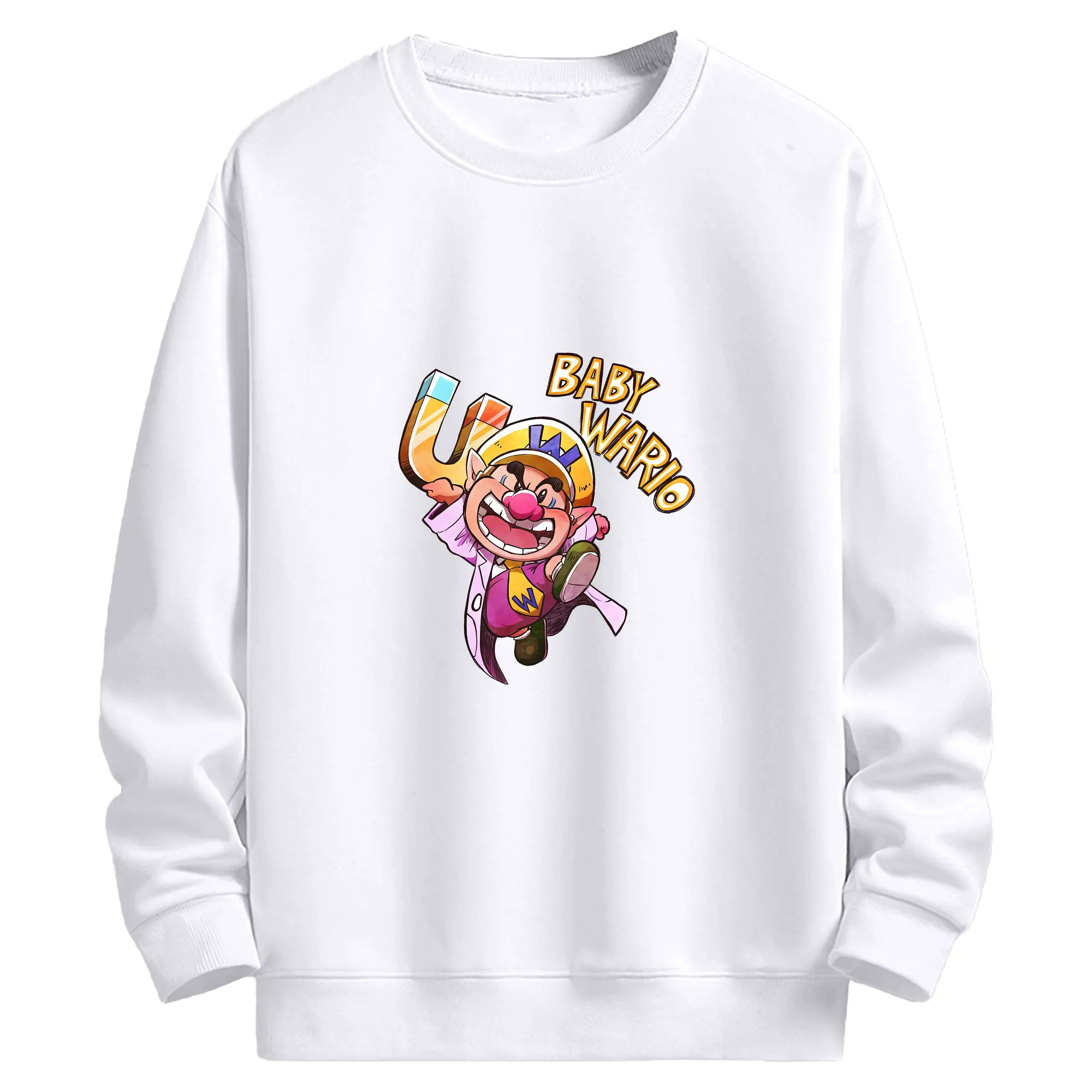 マリオ グッズ ワリオ - 高品質 クルーネック スウェット ・ コットン59％ ポリエステル41％ ・ ユニセックス 長袖 トレーナー ・ カジュアル デイリー スポーツ 散歩用