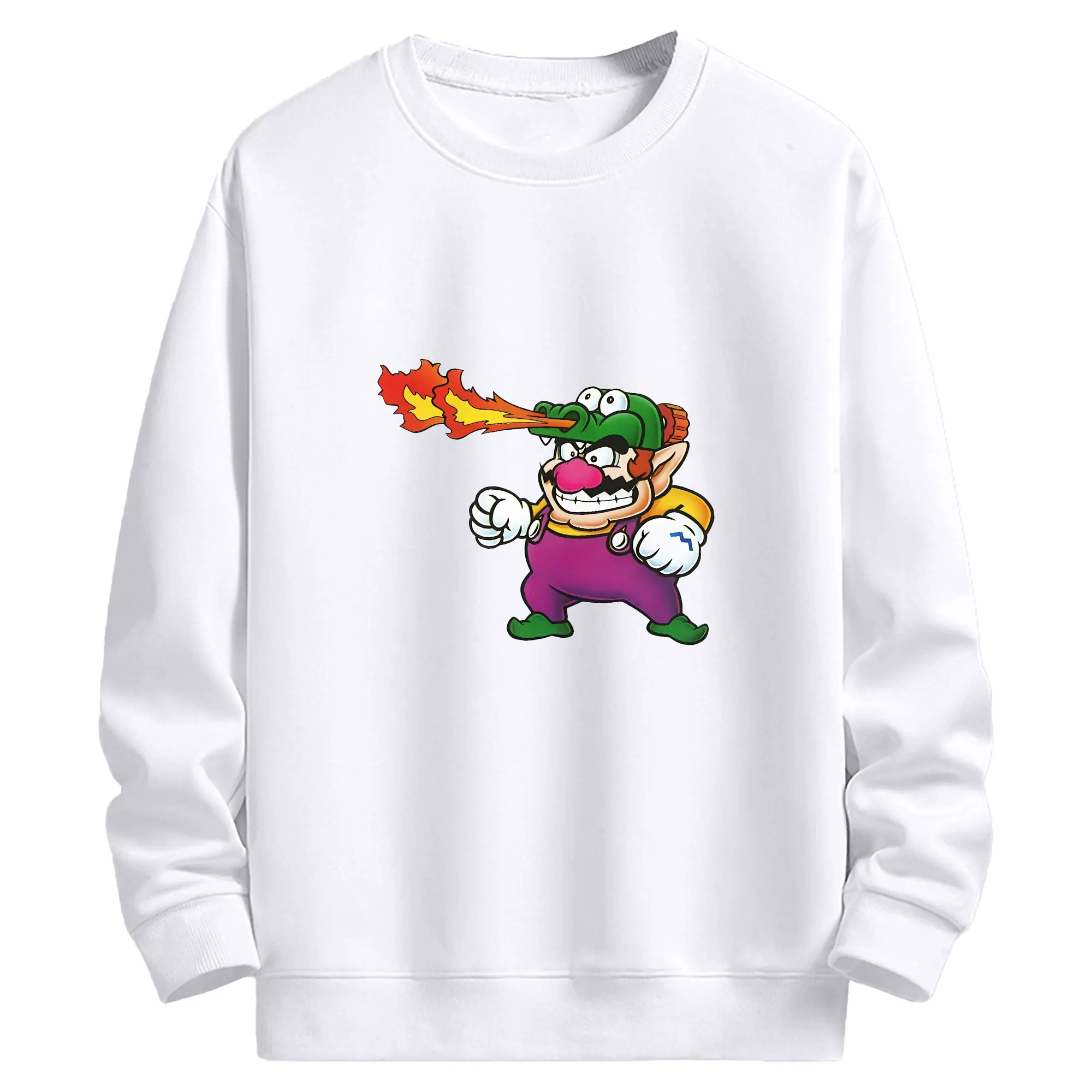 マリオ グッズ ワリオ - 高品質 クルーネック スウェット ・ コットン59％ ポリエステル41％ ・ ユニセックス 長袖 トレーナー ・ カジュアル デイリー スポーツ 散歩用