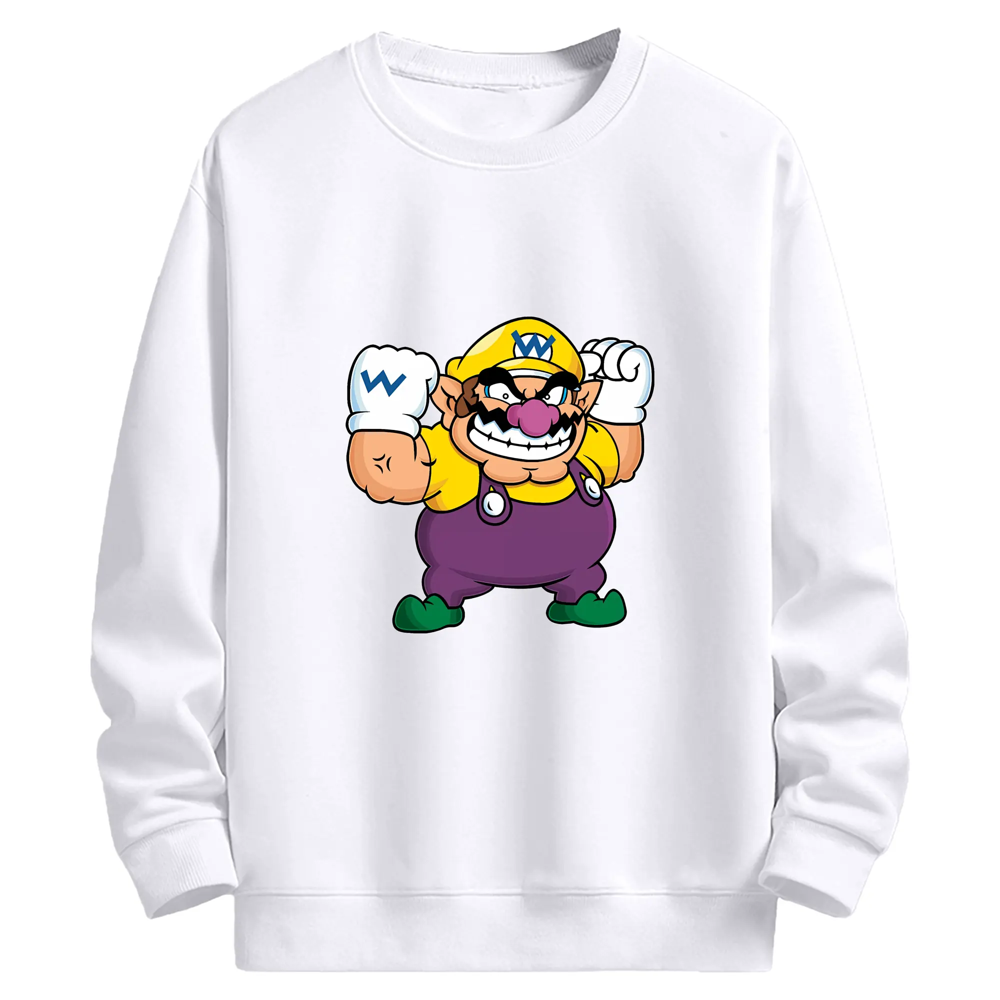 マリオ グッズ ワリオ - 高品質 クルーネック スウェット ・ コットン59％ ポリエステル41％ ・ ユニセックス 長袖 トレーナー ・ カジュアル デイリー スポーツ 散歩用