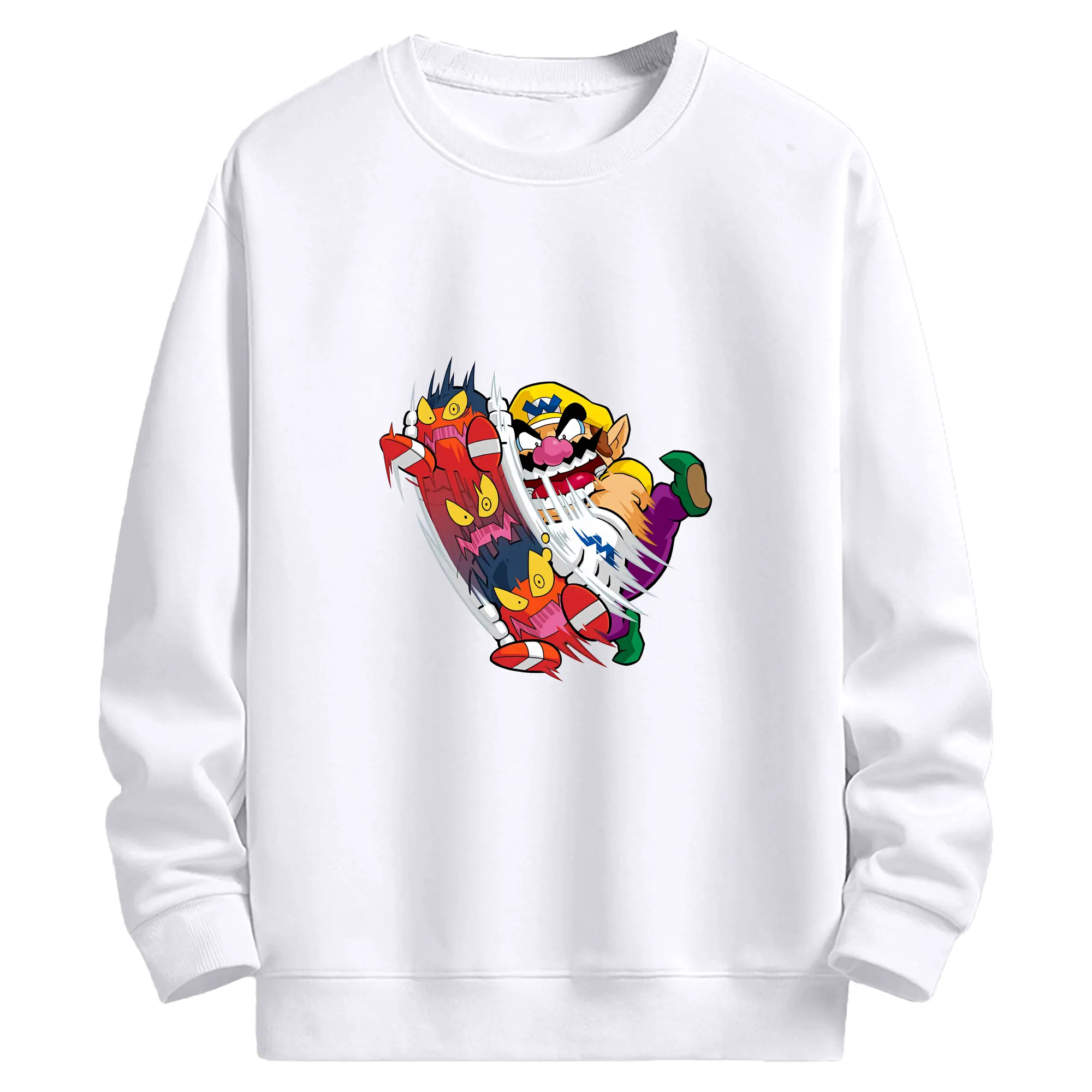 マリオ グッズ ワリオ - 高品質 クルーネック スウェット ・ コットン59％ ポリエステル41％ ・ ユニセックス 長袖 トレーナー ・ カジュアル デイリー スポーツ 散歩用
