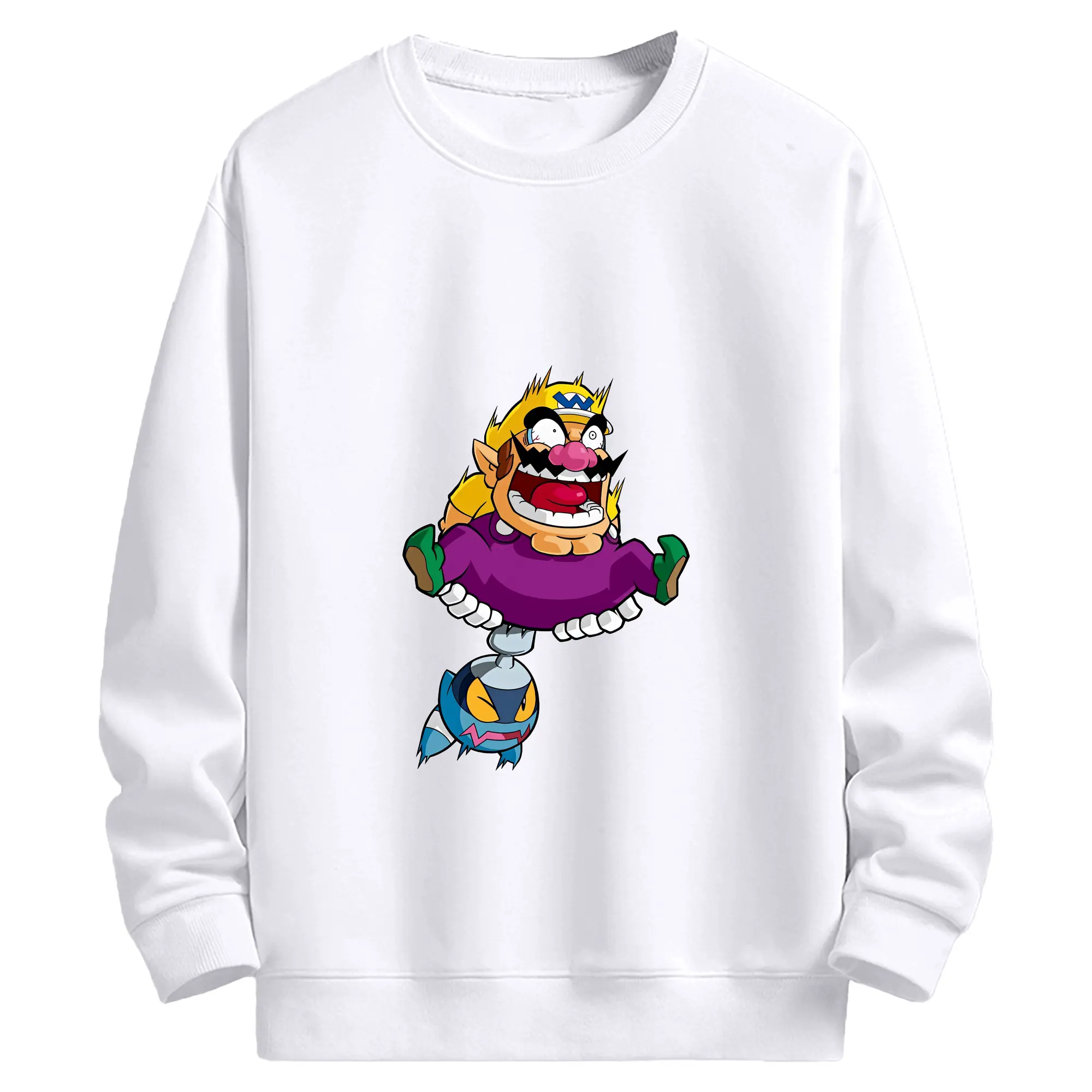 マリオ グッズ ワリオ - 高品質 クルーネック スウェット ・ コットン59％ ポリエステル41％ ・ ユニセックス 長袖 トレーナー ・ カジュアル デイリー スポーツ 散歩用