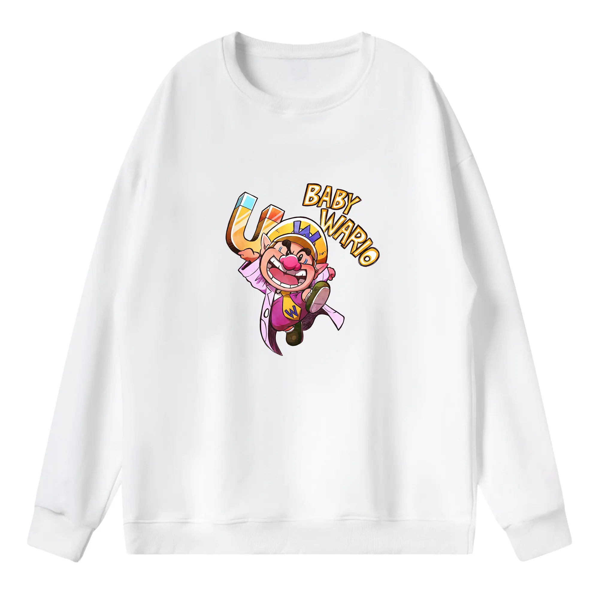 マリオ グッズ ワリオ - 薄手 クルーネック スウェット 裏毛260g · ポリエステル 春秋向け カジュアル 男女兼用 · トレーナー デイリー スポーツ 散歩に最適