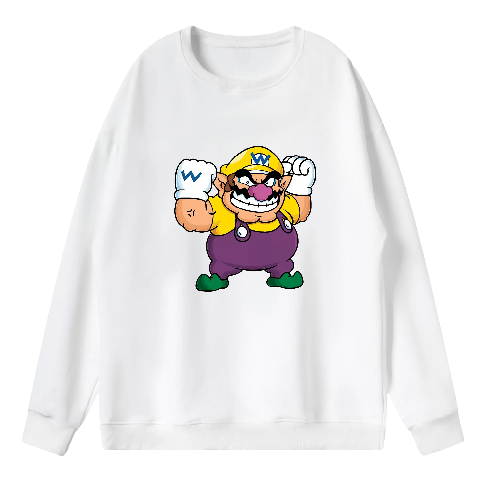 マリオ グッズ ワリオ - 薄手 クルーネック スウェット 裏毛260g · ポリエステル 春秋向け カジュアル 男女兼用 · トレーナー デイリー スポーツ 散歩に最適