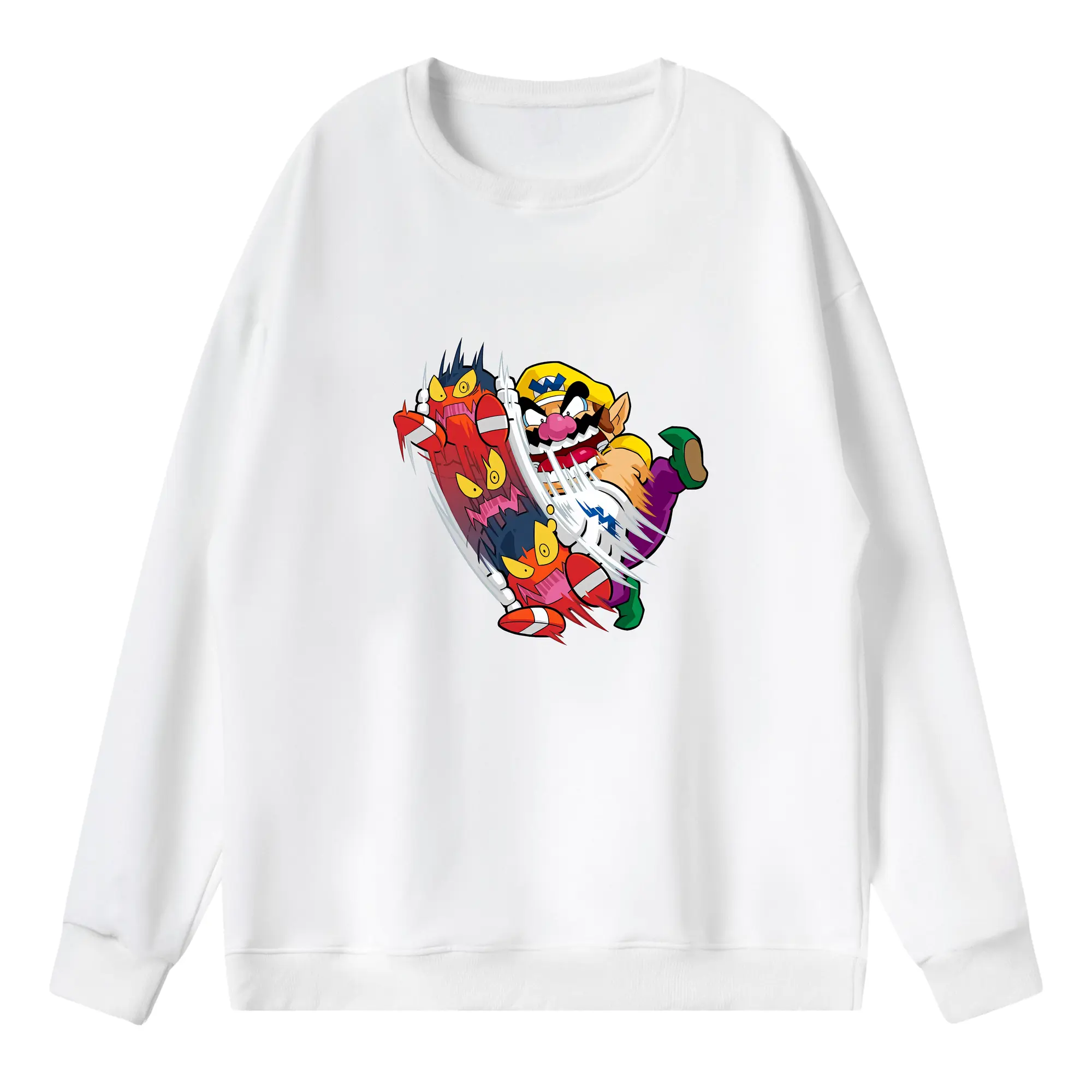 マリオ グッズ ワリオ - 薄手 クルーネック スウェット 裏毛260g · ポリエステル 春秋向け カジュアル 男女兼用 · トレーナー デイリー スポーツ 散歩に最適