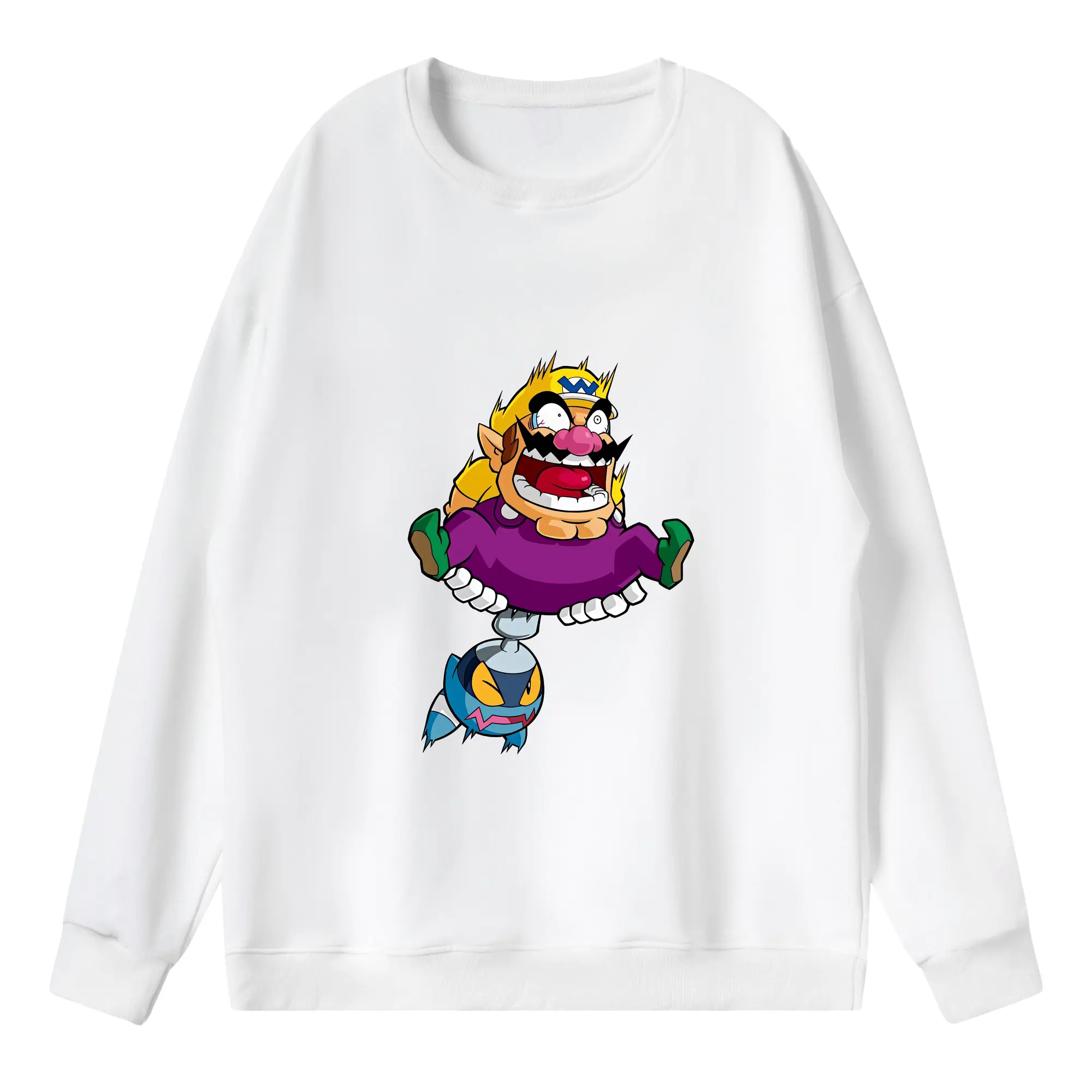 マリオ グッズ ワリオ - 薄手 クルーネック スウェット 裏毛260g · ポリエステル 春秋向け カジュアル 男女兼用 · トレーナー デイリー スポーツ 散歩に最適