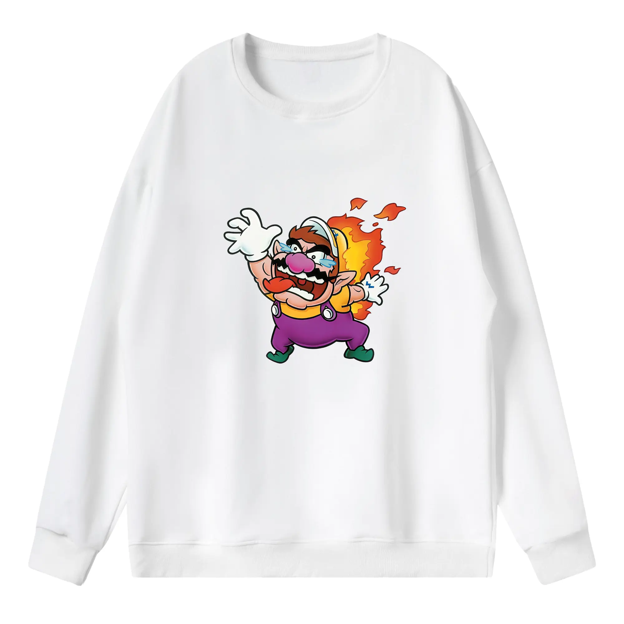 マリオ グッズ ワリオ - 薄手 クルーネック スウェット 裏毛260g · ポリエステル 春秋向け カジュアル 男女兼用 · トレーナー デイリー スポーツ 散歩に最適