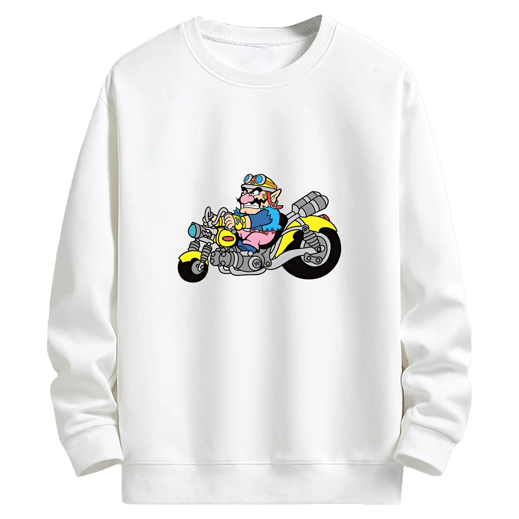 マリオ グッズ ワリオ - キッズ クルーネックスウェットシャツ ・ フロントプリント ・ 綿80％ ポリエステル20％ ・ 快適 通学 スポーツ 日常使い お散歩用