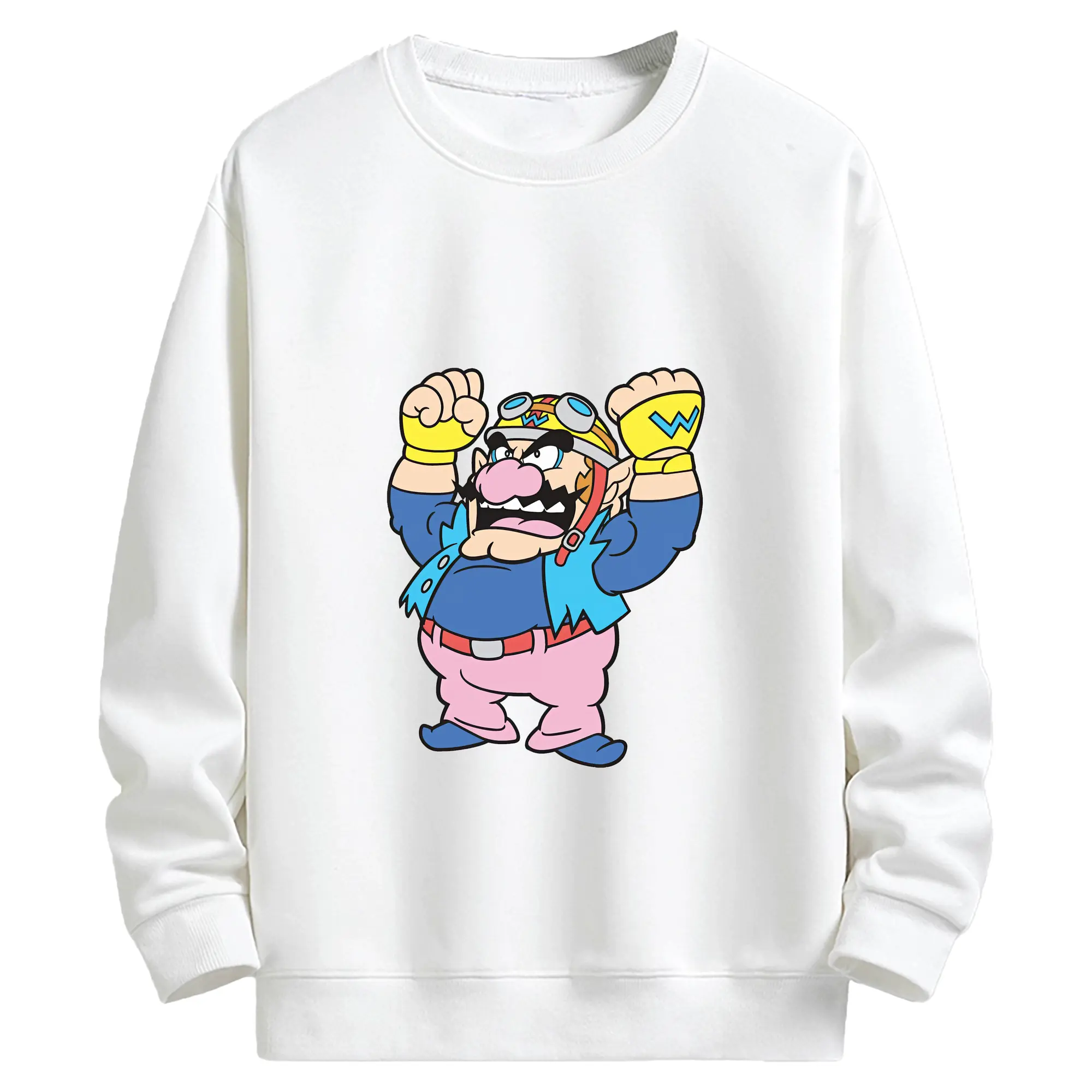 マリオ グッズ ワリオ - キッズ クルーネックスウェットシャツ ・ フロントプリント ・ 綿80％ ポリエステル20％ ・ 快適 通学 スポーツ 日常使い お散歩用