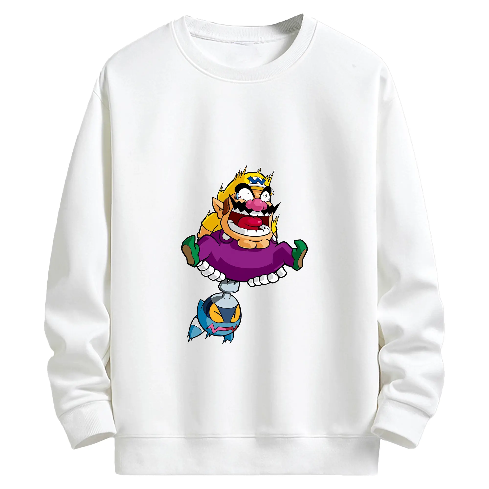 マリオ グッズ ワリオ - キッズ クルーネックスウェットシャツ ・ フロントプリント ・ 綿80％ ポリエステル20％ ・ 快適 通学 スポーツ 日常使い お散歩用