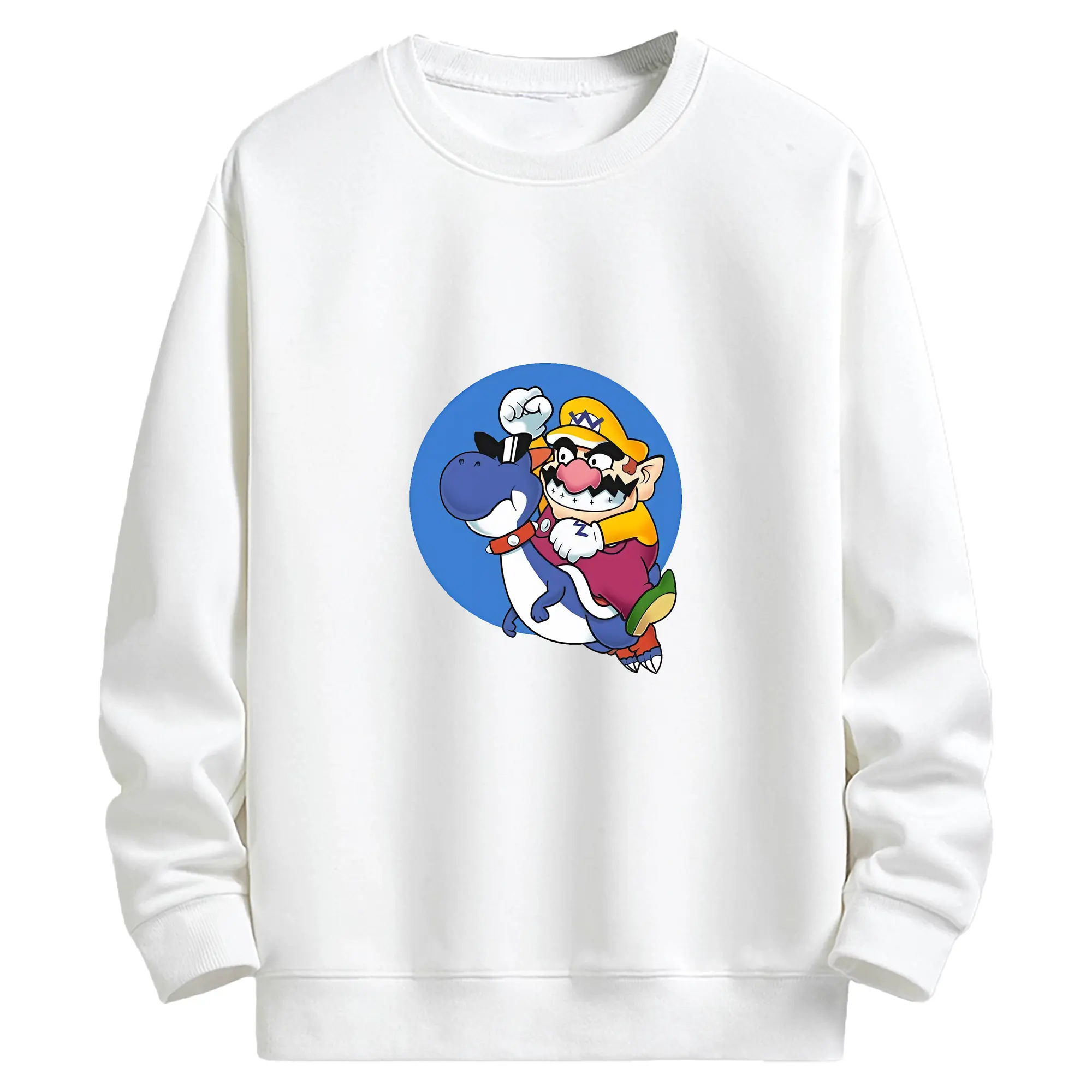 マリオ グッズ ワリオ - キッズ クルーネックスウェットシャツ ・ フロントプリント ・ 綿80％ ポリエステル20％ ・ 快適 通学 スポーツ 日常使い お散歩用