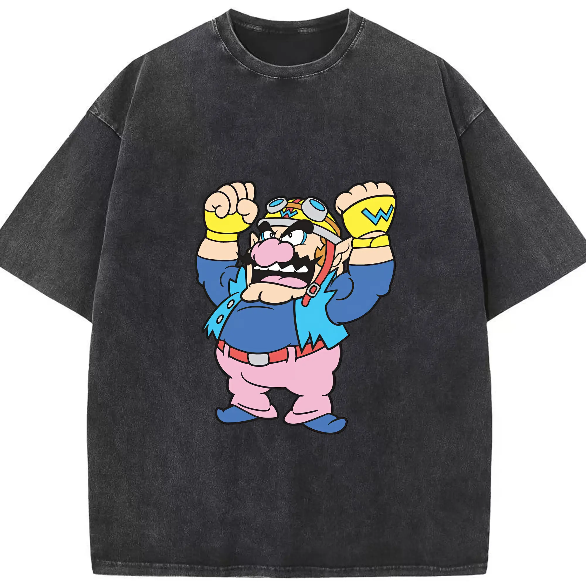 マリオ グッズ ワリオ - 綿100％ ヴィンテージ風 半袖Tシャツ ・ フロントプリント ・ 柔らか肌触り ・ 通気性 快適 ・ スポーツ カジュアル 外出用