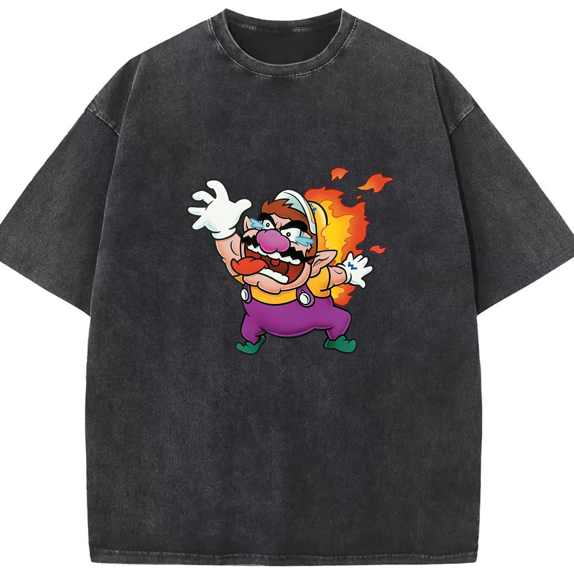 マリオ グッズ ワリオ - 綿100％ ヴィンテージ風 半袖Tシャツ ・ フロントプリント ・ 柔らか肌触り ・ 通気性 快適 ・ スポーツ カジュアル 外出用