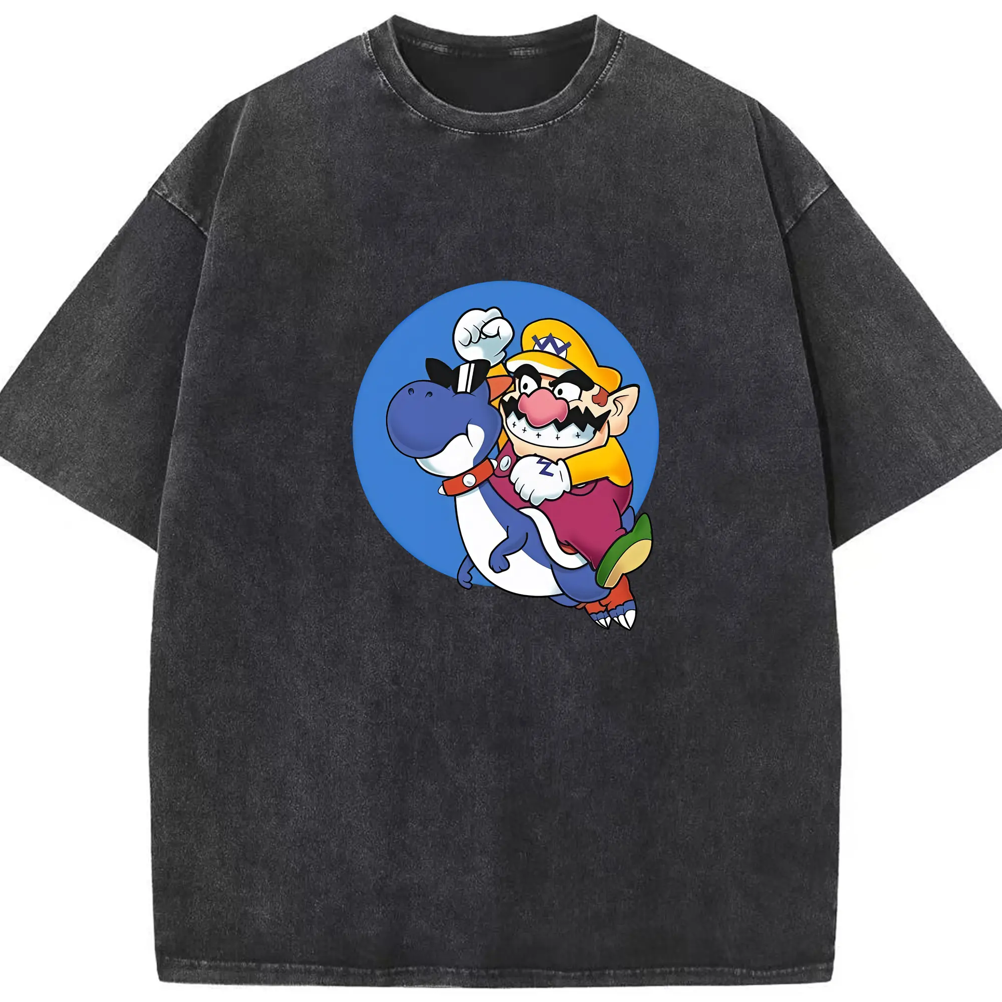 マリオ グッズ ワリオ - 綿100％ ヴィンテージ風 半袖Tシャツ ・ フロントプリント ・ 柔らか肌触り ・ 通気性 快適 ・ スポーツ カジュアル 外出用