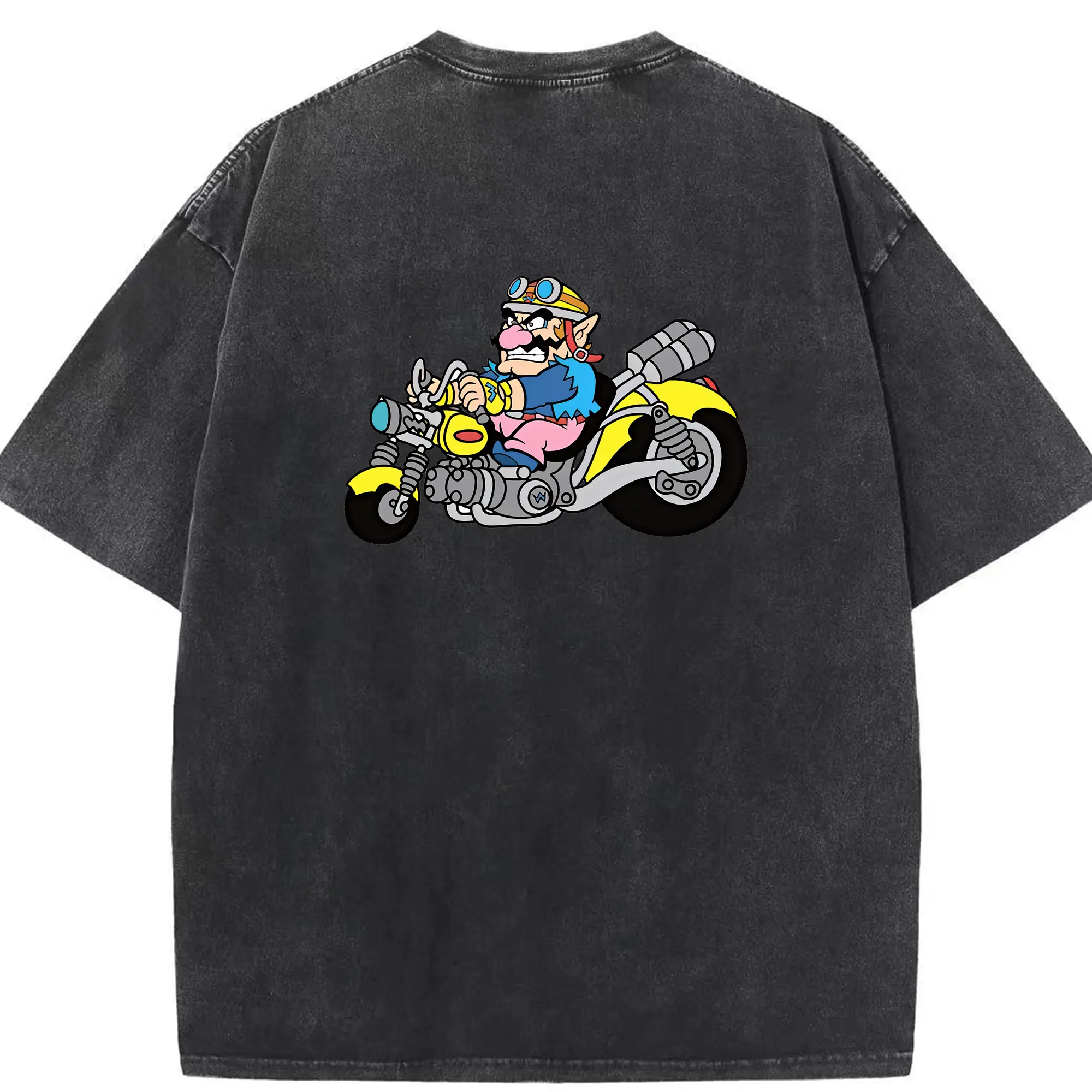 マリオ グッズ ワリオ - 綿100％ ヴィンテージ風 半袖Tシャツ ・ 背面プリント ・ 柔らか肌触り ・ 通気性 快適 ・ スポーツ カジュアル 外出用