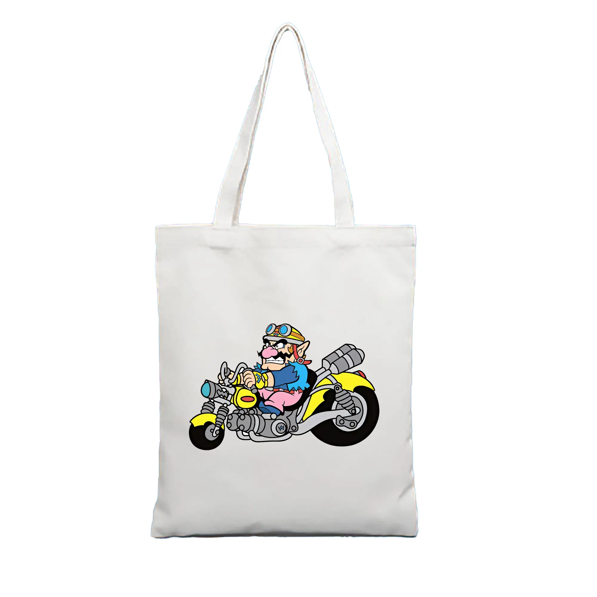 マリオ グッズ ワリオ - 縦型キャンバス手提げバッグ（トートバッグ） ・ キャンバス素材 ・ ショッピング用 ・ 軽量 丈夫 お手入れ簡単