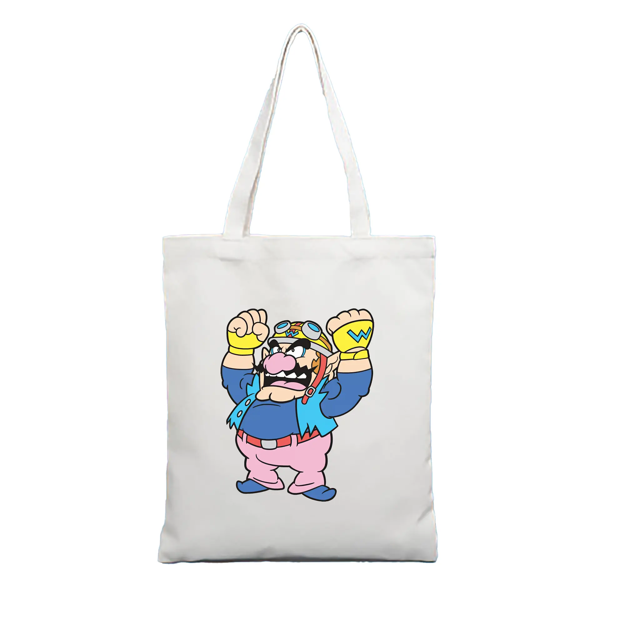 マリオ グッズ ワリオ - 縦型キャンバス手提げバッグ（トートバッグ） ・ キャンバス素材 ・ ショッピング用 ・ 軽量 丈夫 お手入れ簡単