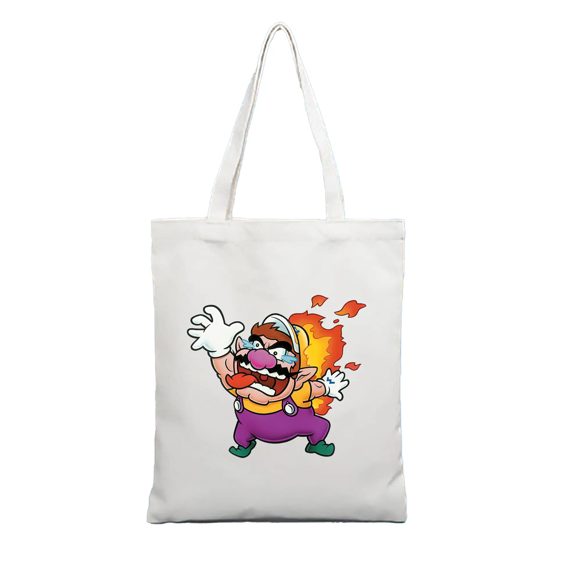 マリオ グッズ ワリオ - 縦型キャンバス手提げバッグ（トートバッグ） ・ キャンバス素材 ・ ショッピング用 ・ 軽量 丈夫 お手入れ簡単