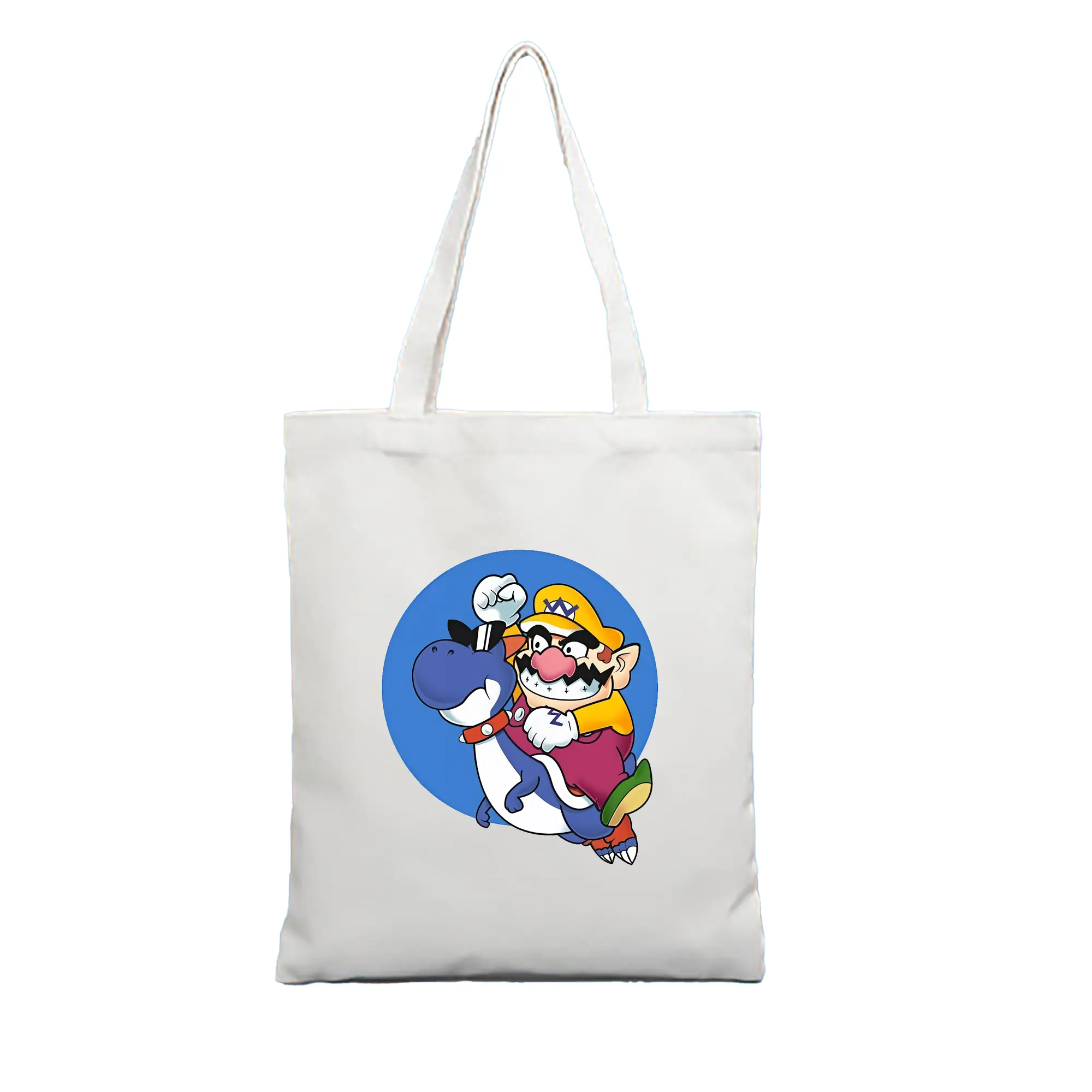 マリオ グッズ ワリオ - 縦型キャンバス手提げバッグ（トートバッグ） ・ キャンバス素材 ・ ショッピング用 ・ 軽量 丈夫 お手入れ簡単