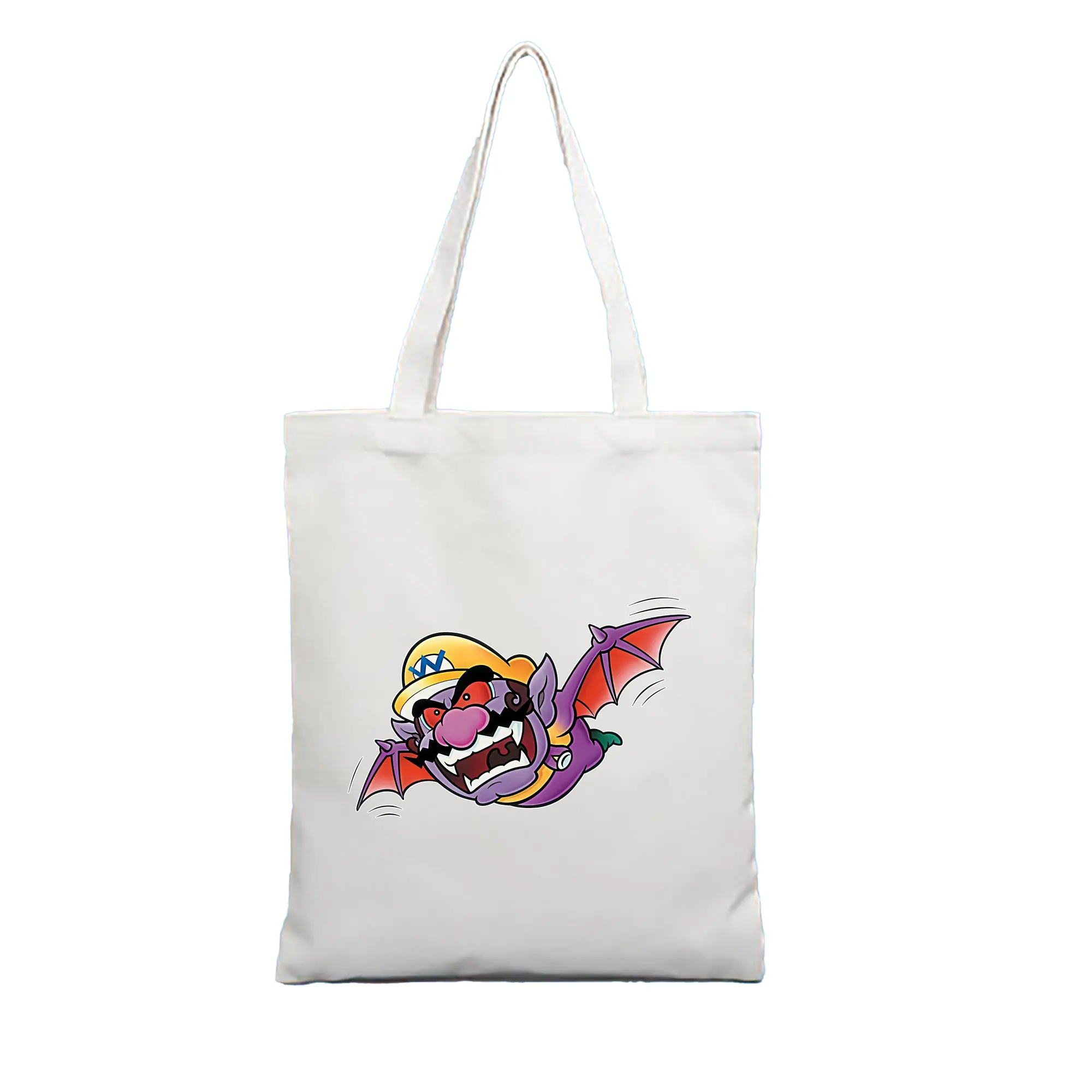 マリオ グッズ ワリオ - 縦型キャンバス手提げバッグ（トートバッグ） ・ キャンバス素材 ・ ショッピング用 ・ 軽量 丈夫 お手入れ簡単