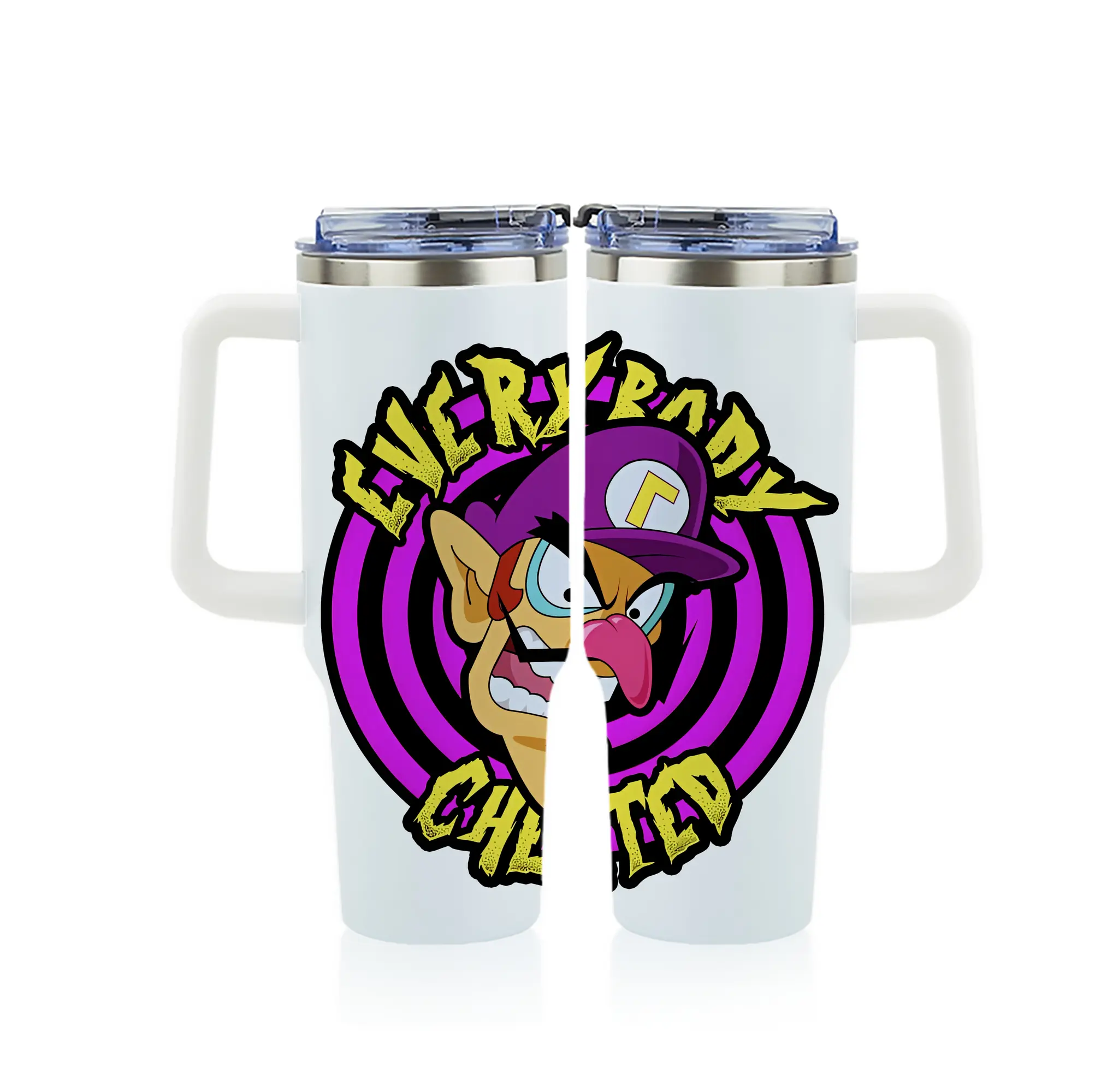 マリオ グッズ ワルイージ - 1200mL フルプリント車用タンブラー ・ 304ステンレス 内側 ・ 201ステンレス 外側 ・ 保温 保冷 ・ 通勤 ドライブ アウトドア用