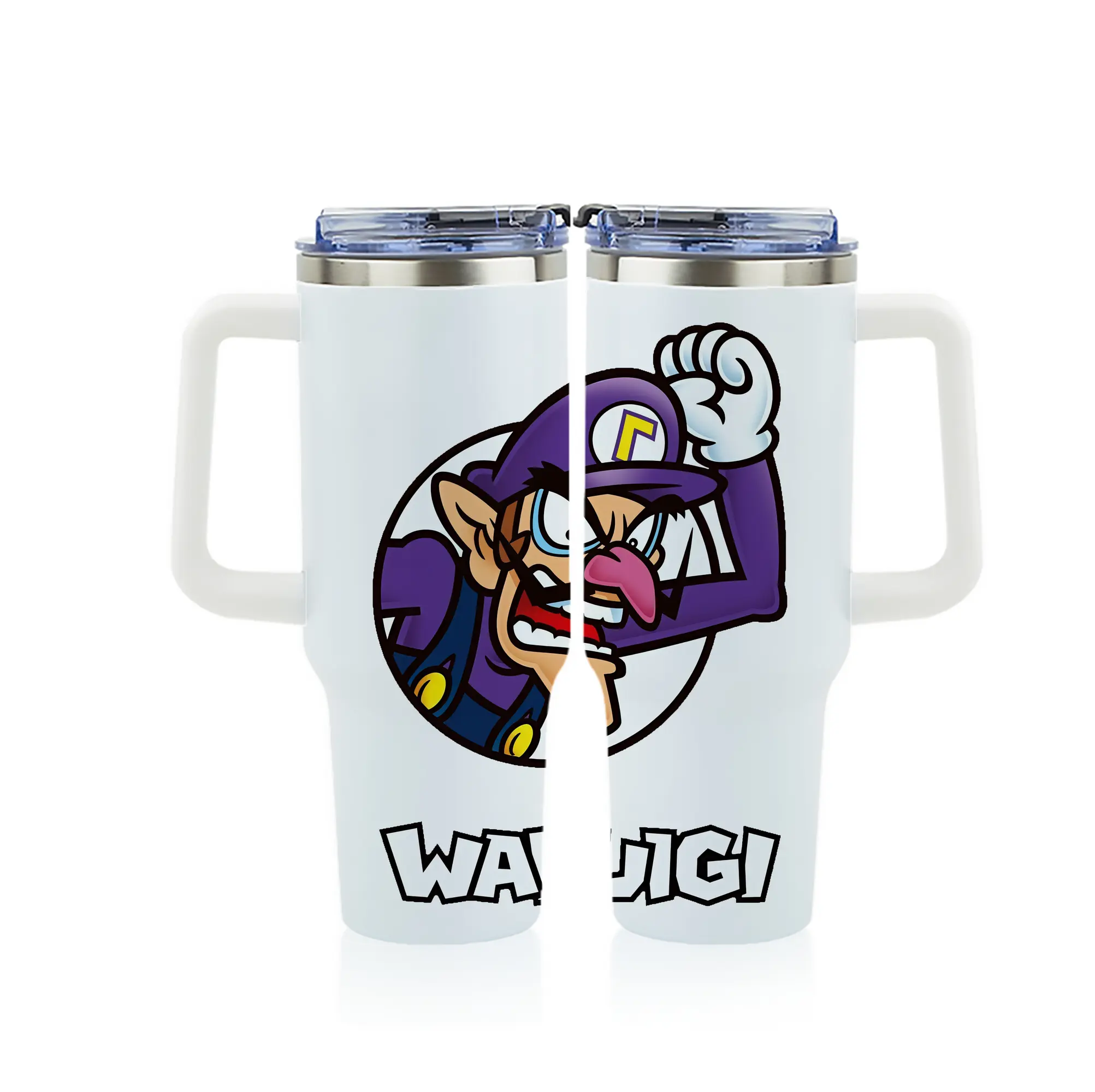 マリオ グッズ ワルイージ - 1200mL フルプリント車用タンブラー ・ 304ステンレス 内側 ・ 201ステンレス 外側 ・ 保温 保冷 ・ 通勤 ドライブ アウトドア用