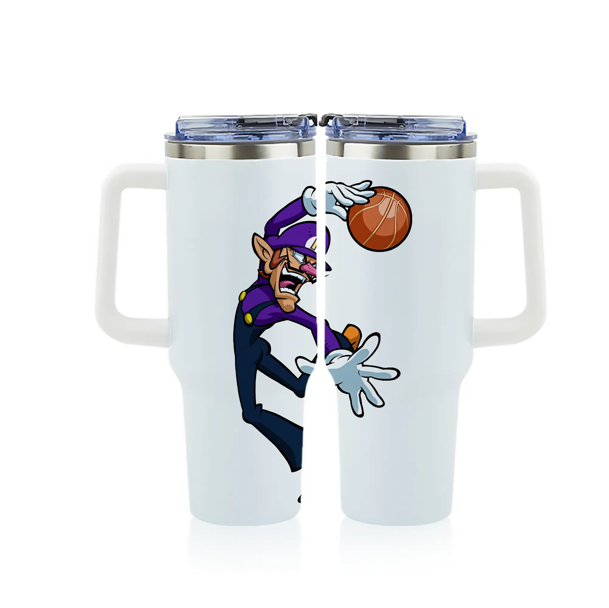 マリオ グッズ ワルイージ - 1200mL フルプリント車用タンブラー ・ 304ステンレス 内側 ・ 201ステンレス 外側 ・ 保温 保冷 ・ 通勤 ドライブ アウトドア用