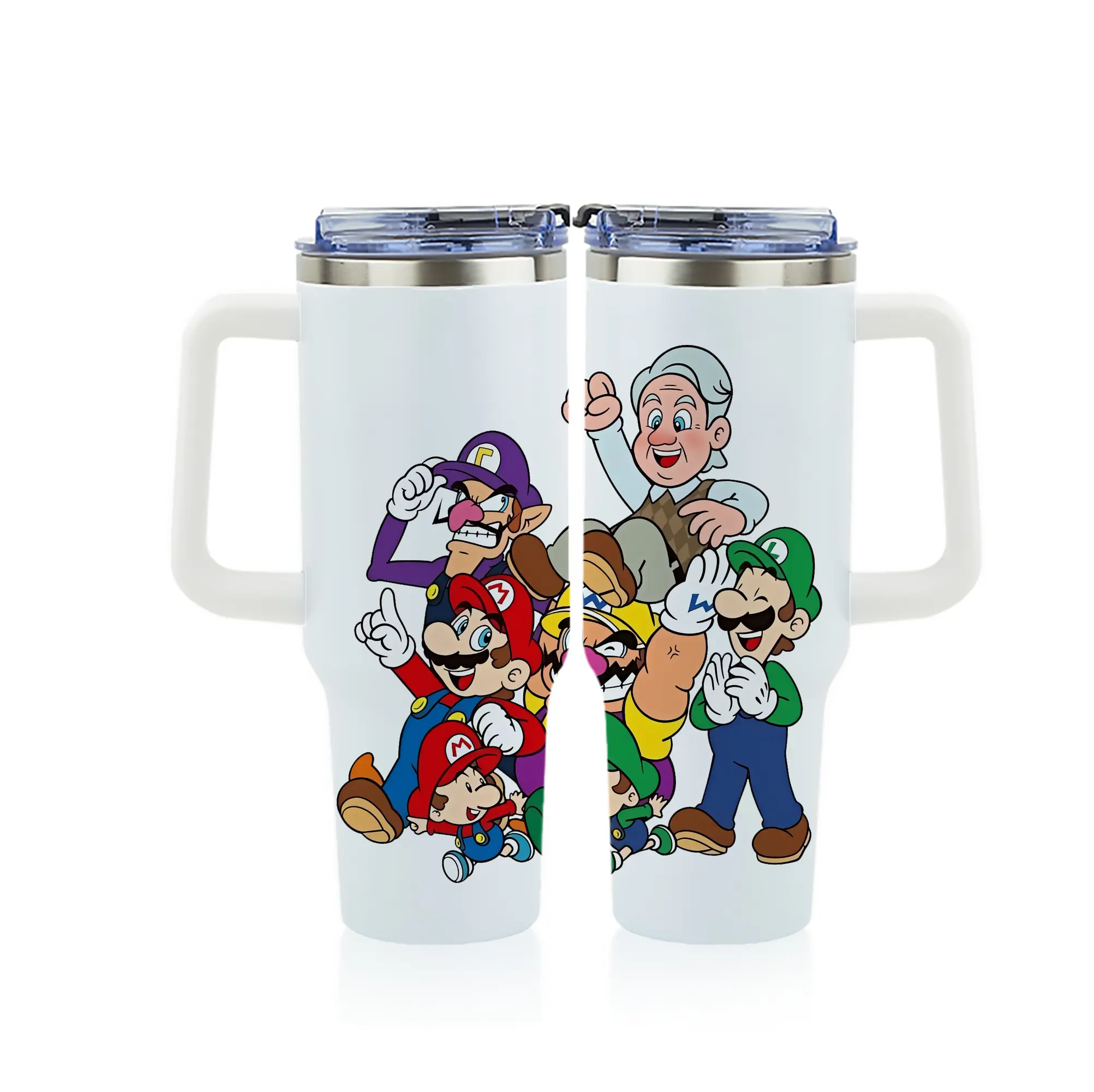 マリオ グッズ ワルイージ - 1200mL フルプリント車用タンブラー ・ 304ステンレス 内側 ・ 201ステンレス 外側 ・ 保温 保冷 ・ 通勤 ドライブ アウトドア用