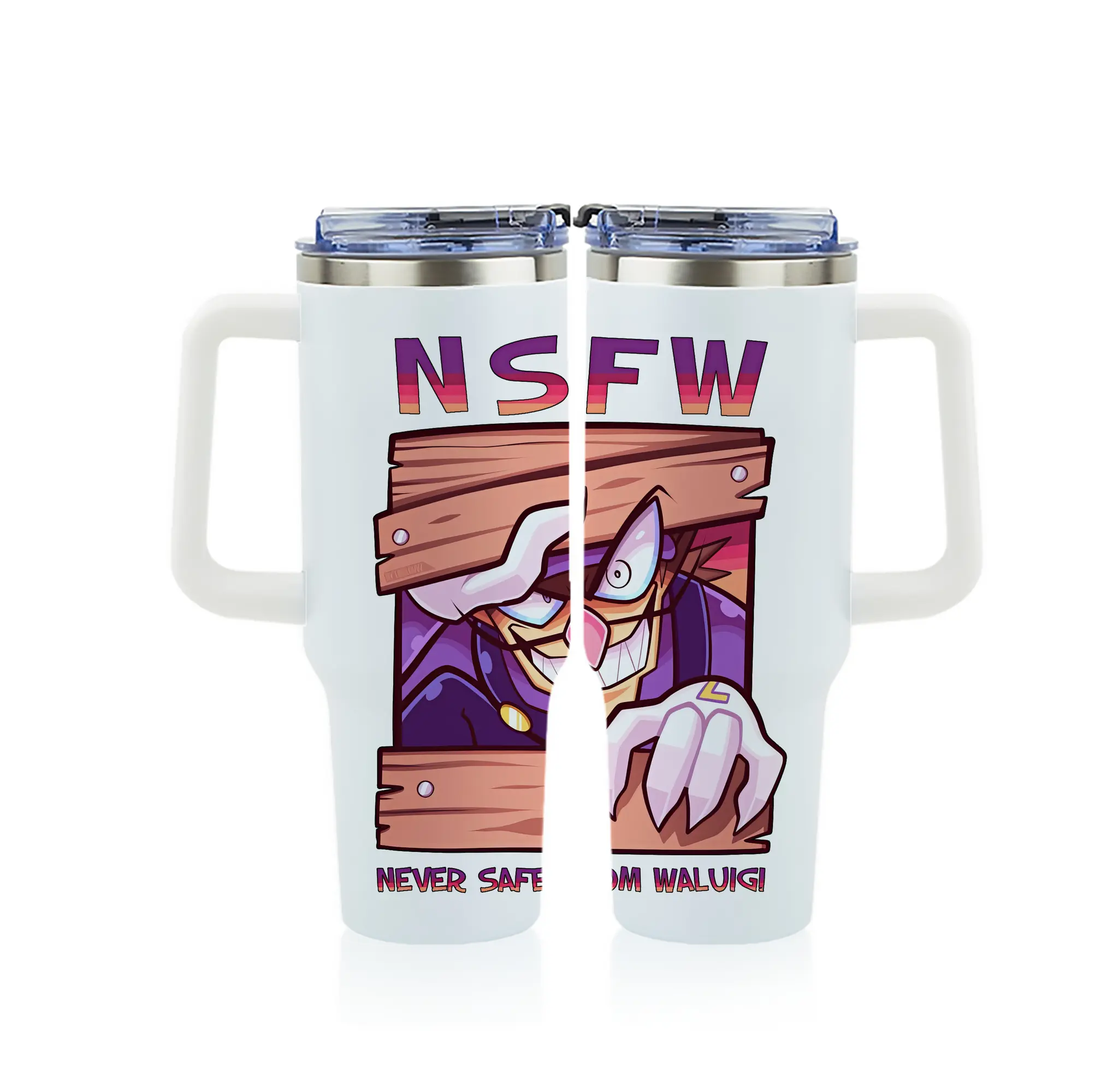 マリオ グッズ ワルイージ - 1200mL フルプリント車用タンブラー ・ 304ステンレス 内側 ・ 201ステンレス 外側 ・ 保温 保冷 ・ 通勤 ドライブ アウトドア用