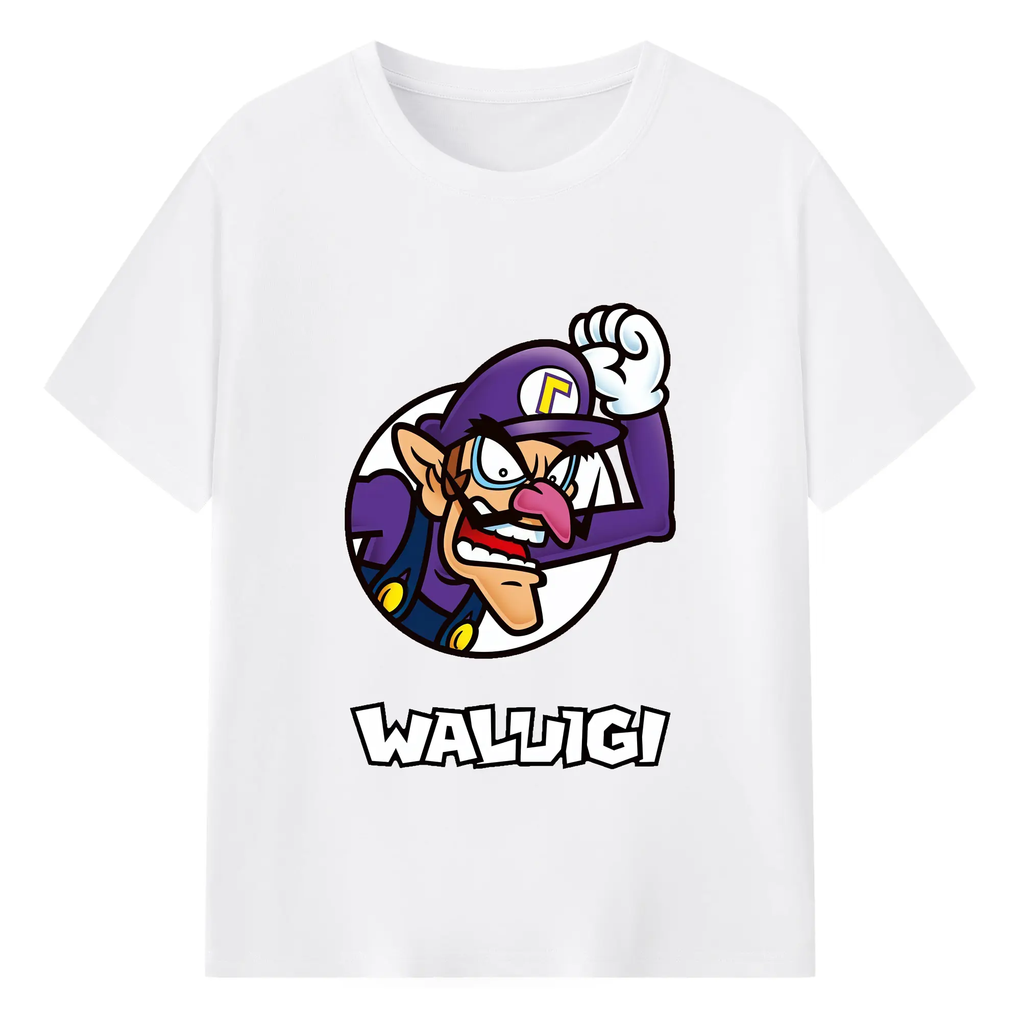 マリオ グッズ ワルイージ - 綿100％ 半袖Tシャツ ・ フロントプリント ・ 快適 通気性 ・ 日常使い 散歩 スポーツ用
