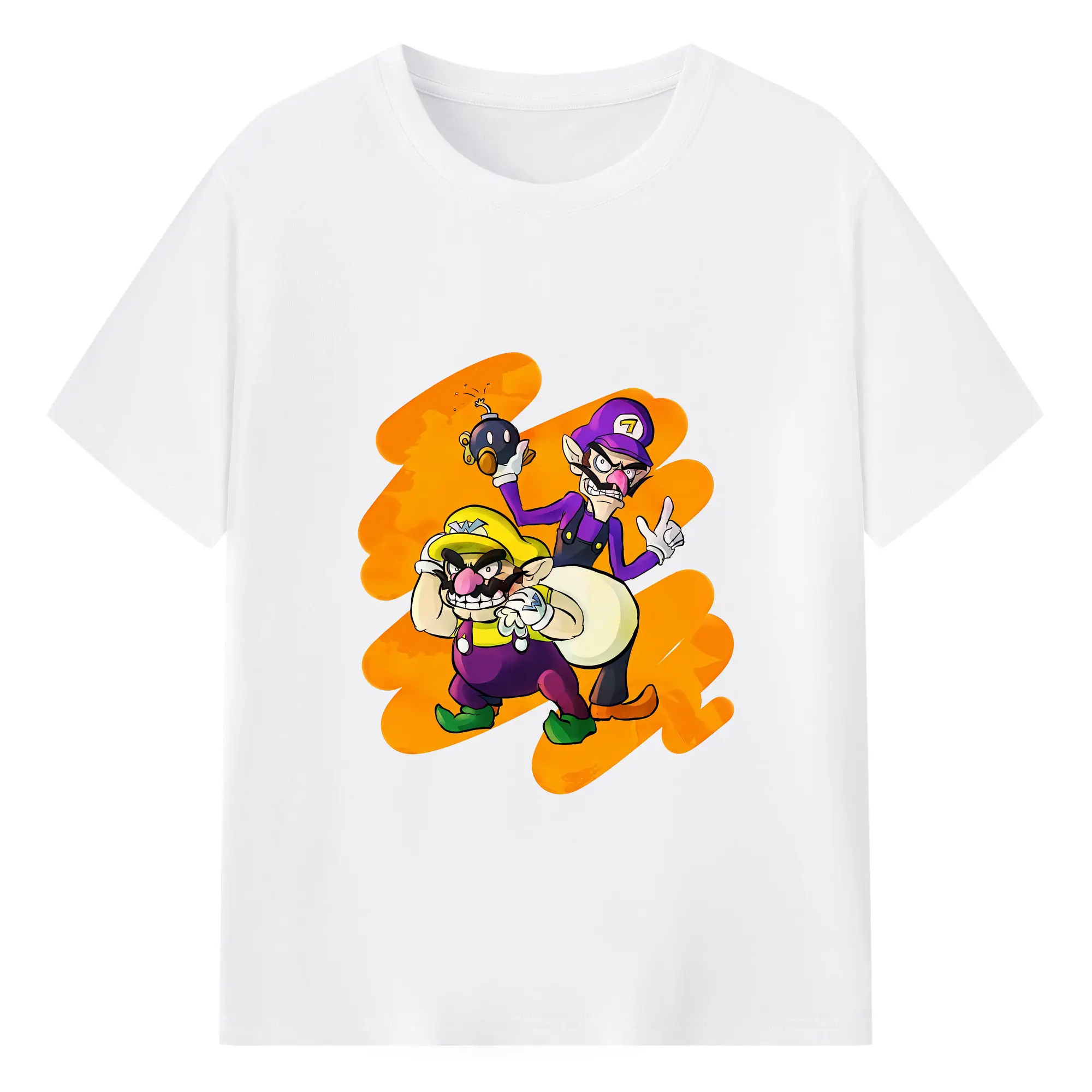 マリオ グッズ ワルイージ - 綿100％ 半袖Tシャツ ・ フロントプリント ・ 快適 通気性 ・ 日常使い 散歩 スポーツ用