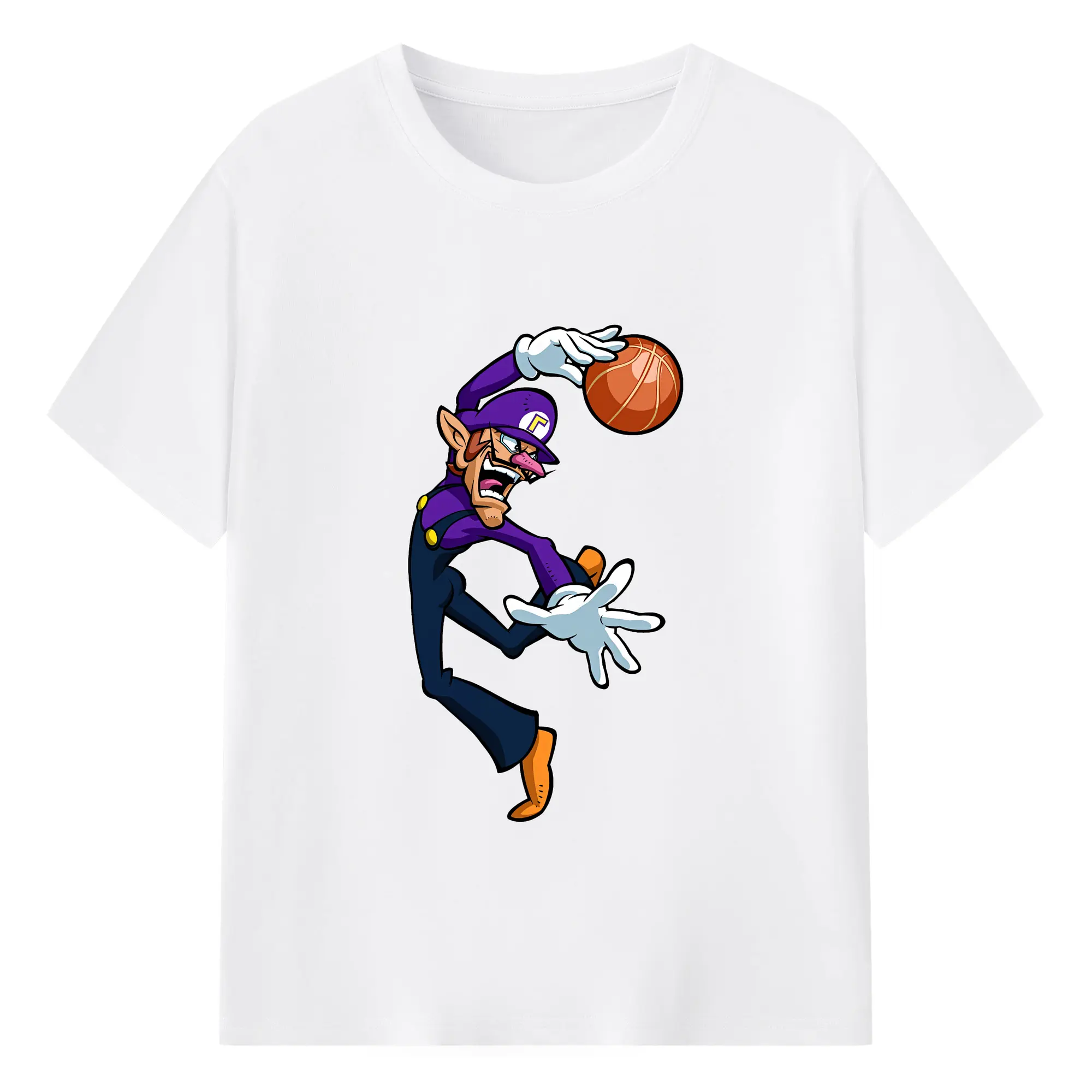 マリオ グッズ ワルイージ - 綿100％ 半袖Tシャツ ・ フロントプリント ・ 快適 通気性 ・ 日常使い 散歩 スポーツ用