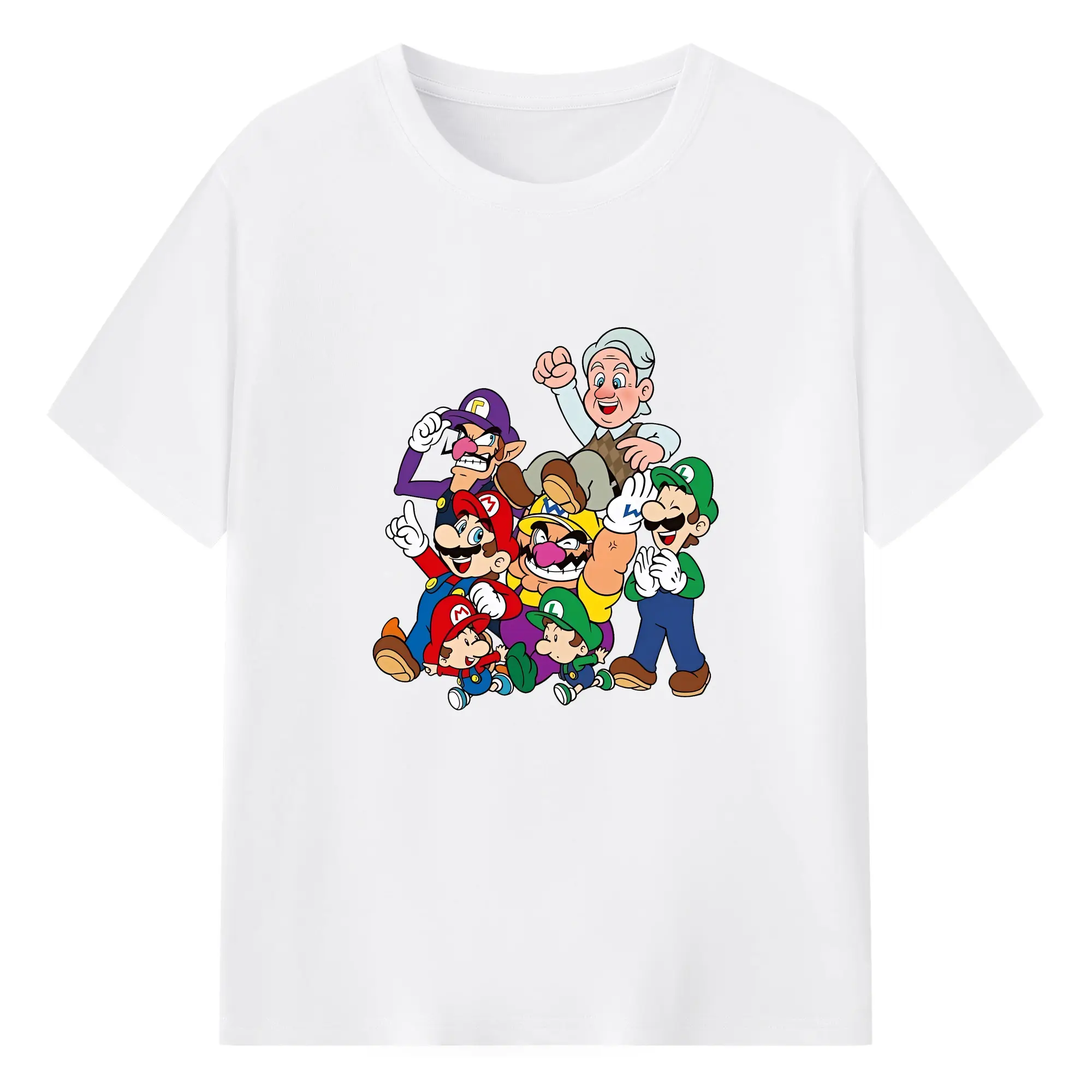 マリオ グッズ ワルイージ - 綿100％ 半袖Tシャツ ・ フロントプリント ・ 快適 通気性 ・ 日常使い 散歩 スポーツ用
