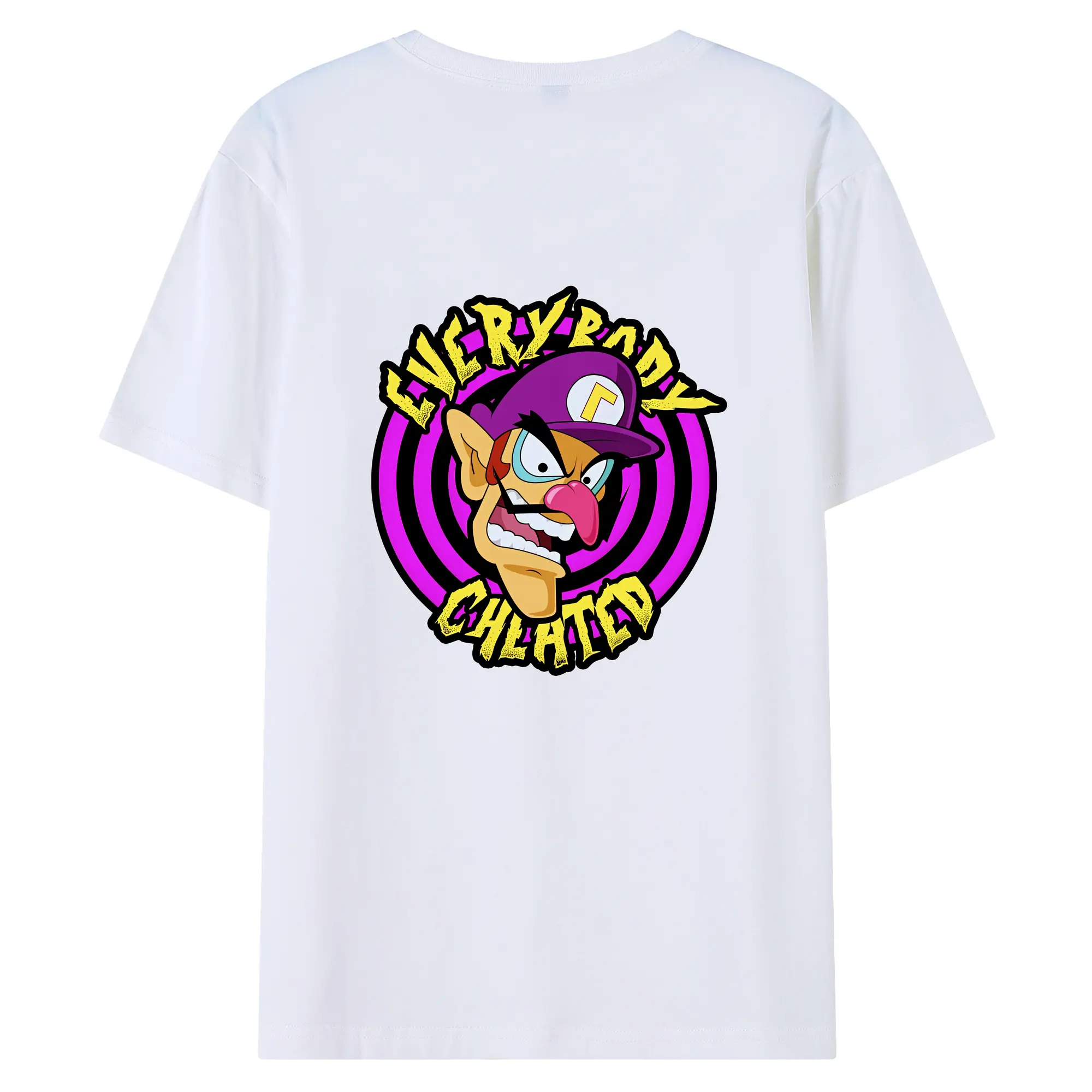 マリオ グッズ ワルイージ - 綿100％ 半袖Tシャツ ・ バックプリント ・ 快適 通気性 ・ 日常使い 散歩 スポーツ用