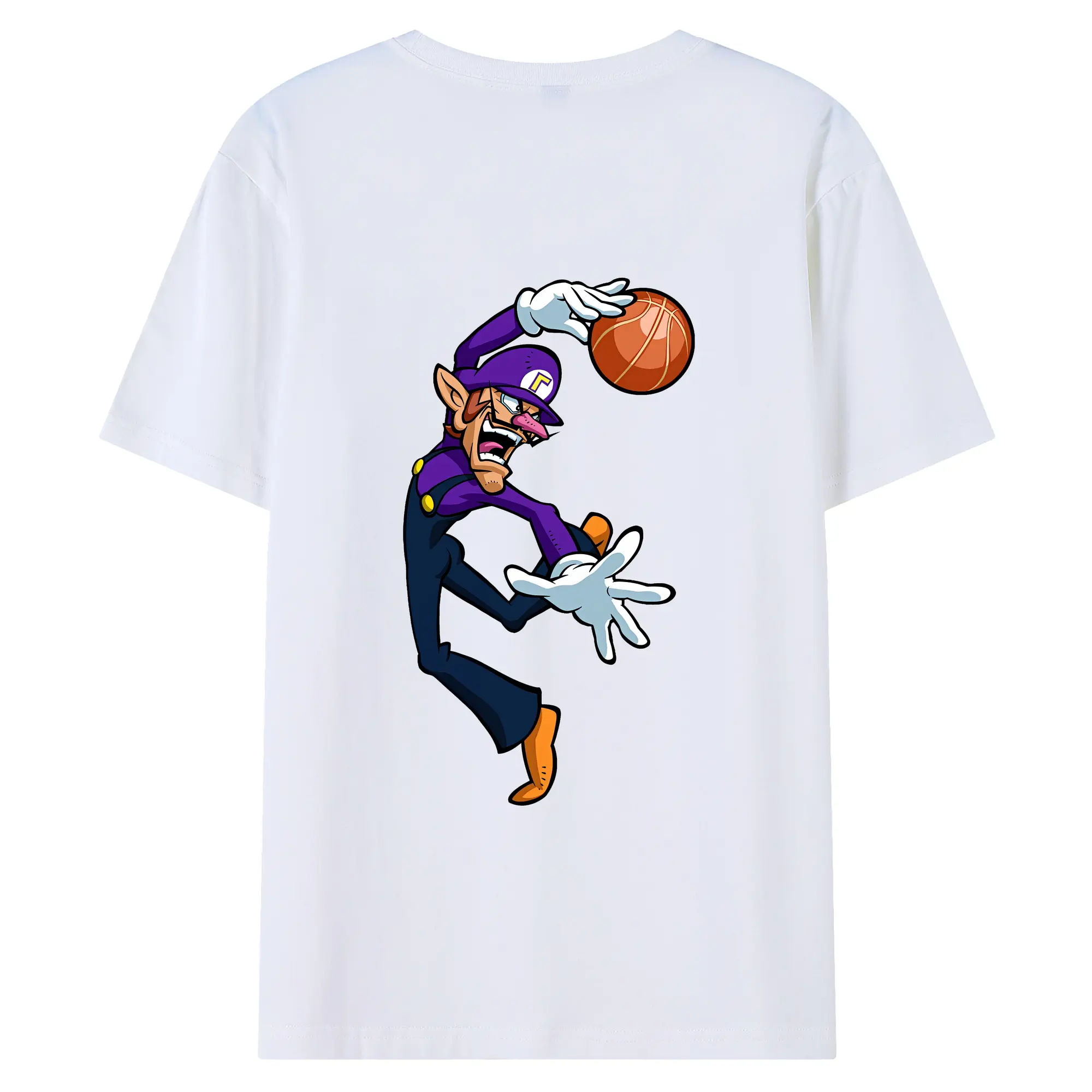 マリオ グッズ ワルイージ - 綿100％ 半袖Tシャツ ・ バックプリント ・ 快適 通気性 ・ 日常使い 散歩 スポーツ用