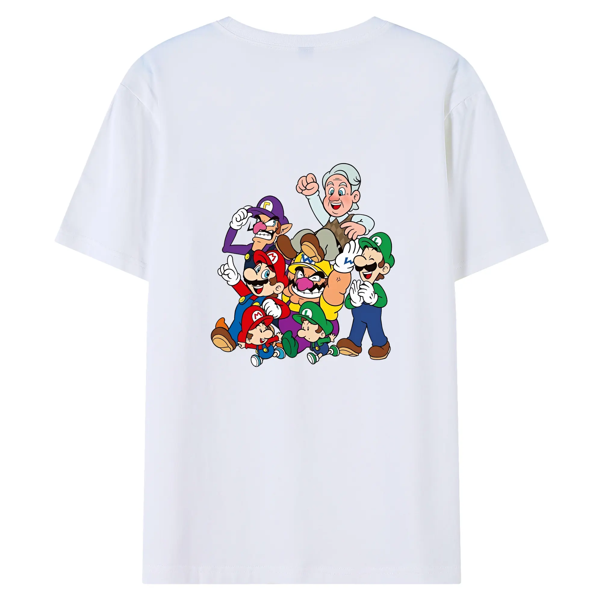 マリオ グッズ ワルイージ - 綿100％ 半袖Tシャツ ・ バックプリント ・ 快適 通気性 ・ 日常使い 散歩 スポーツ用