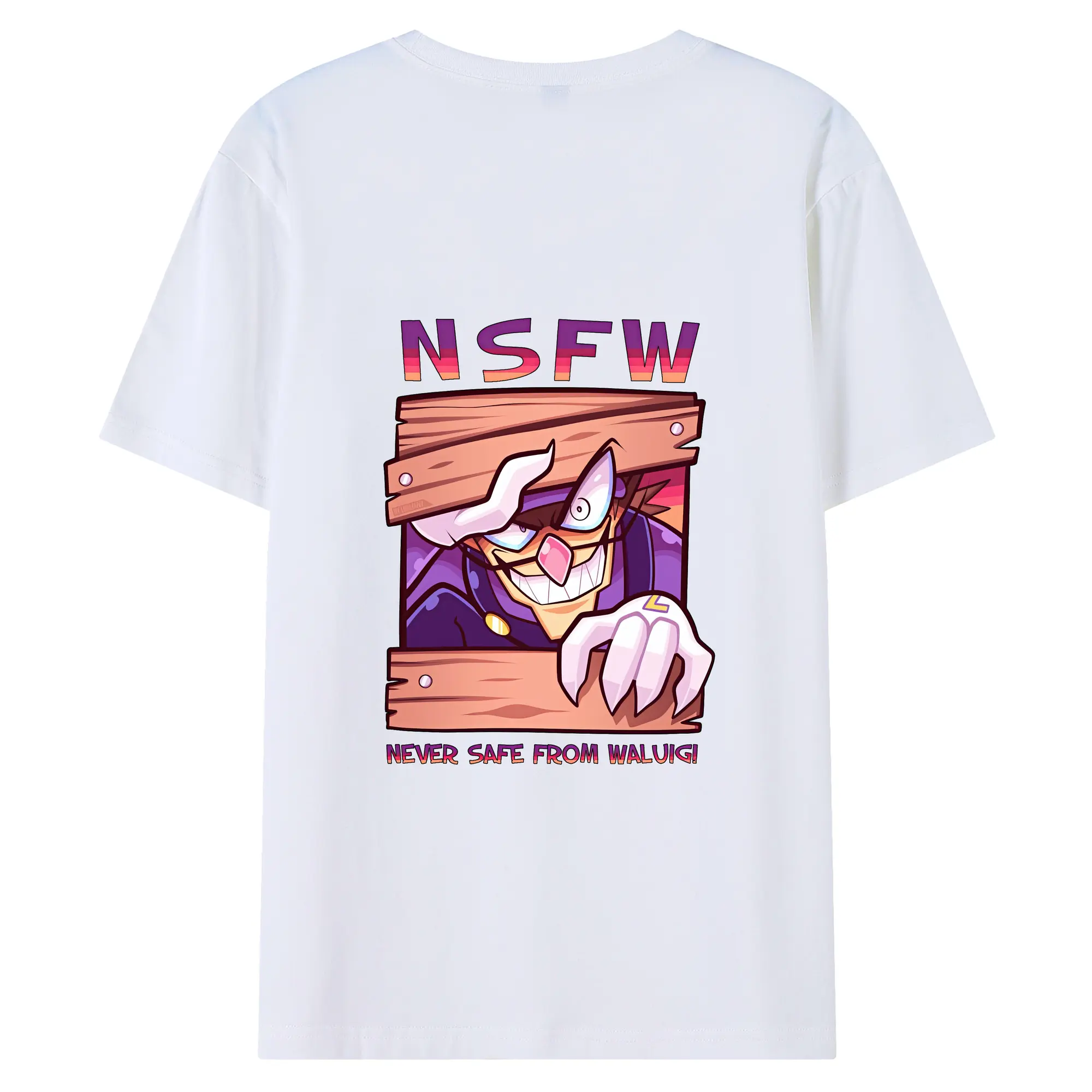 マリオ グッズ ワルイージ - 綿100％ 半袖Tシャツ ・ バックプリント ・ 快適 通気性 ・ 日常使い 散歩 スポーツ用