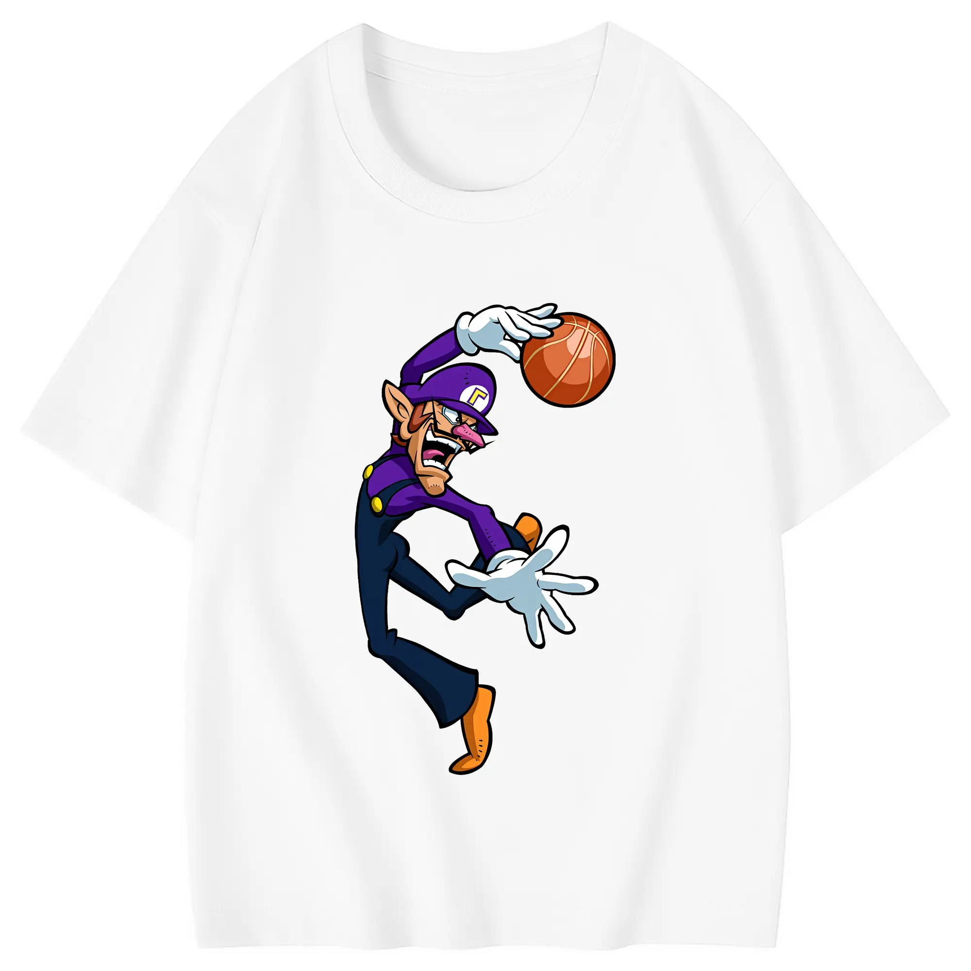 マリオ グッズ ワルイージ - 綿100％ キッズTシャツ ・ フロントプリント ・ 快適 通気性 ・ スポーツ カジュアル 散歩用