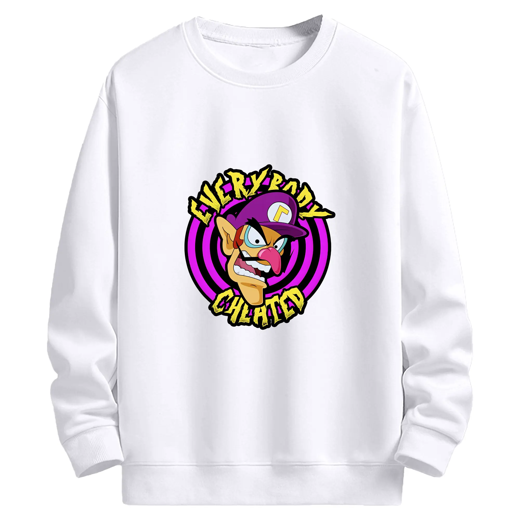 マリオ グッズ ワルイージ - 高品質 クルーネック スウェット ・ コットン59％ ポリエステル41％ ・ ユニセックス 長袖 トレーナー ・ カジュアル デイリー スポーツ 散歩用