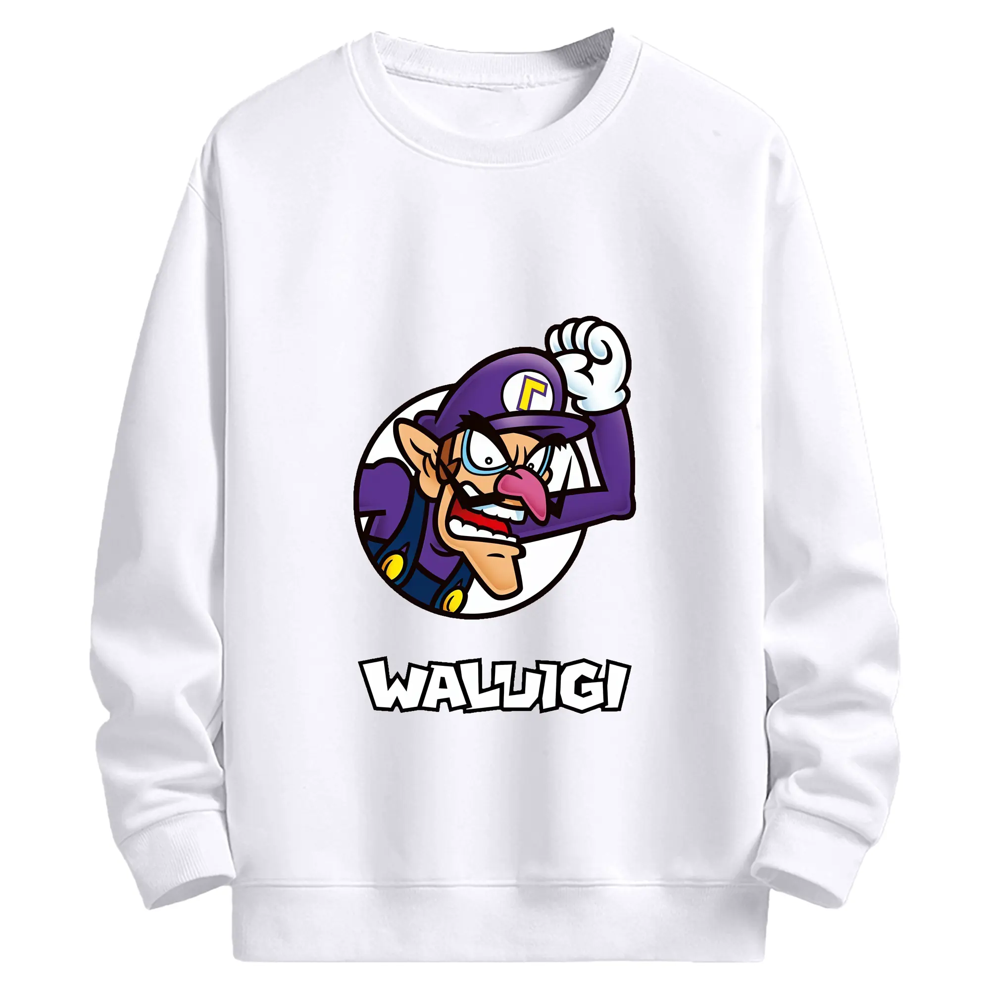 マリオ グッズ ワルイージ - 高品質 クルーネック スウェット ・ コットン59％ ポリエステル41％ ・ ユニセックス 長袖 トレーナー ・ カジュアル デイリー スポーツ 散歩用