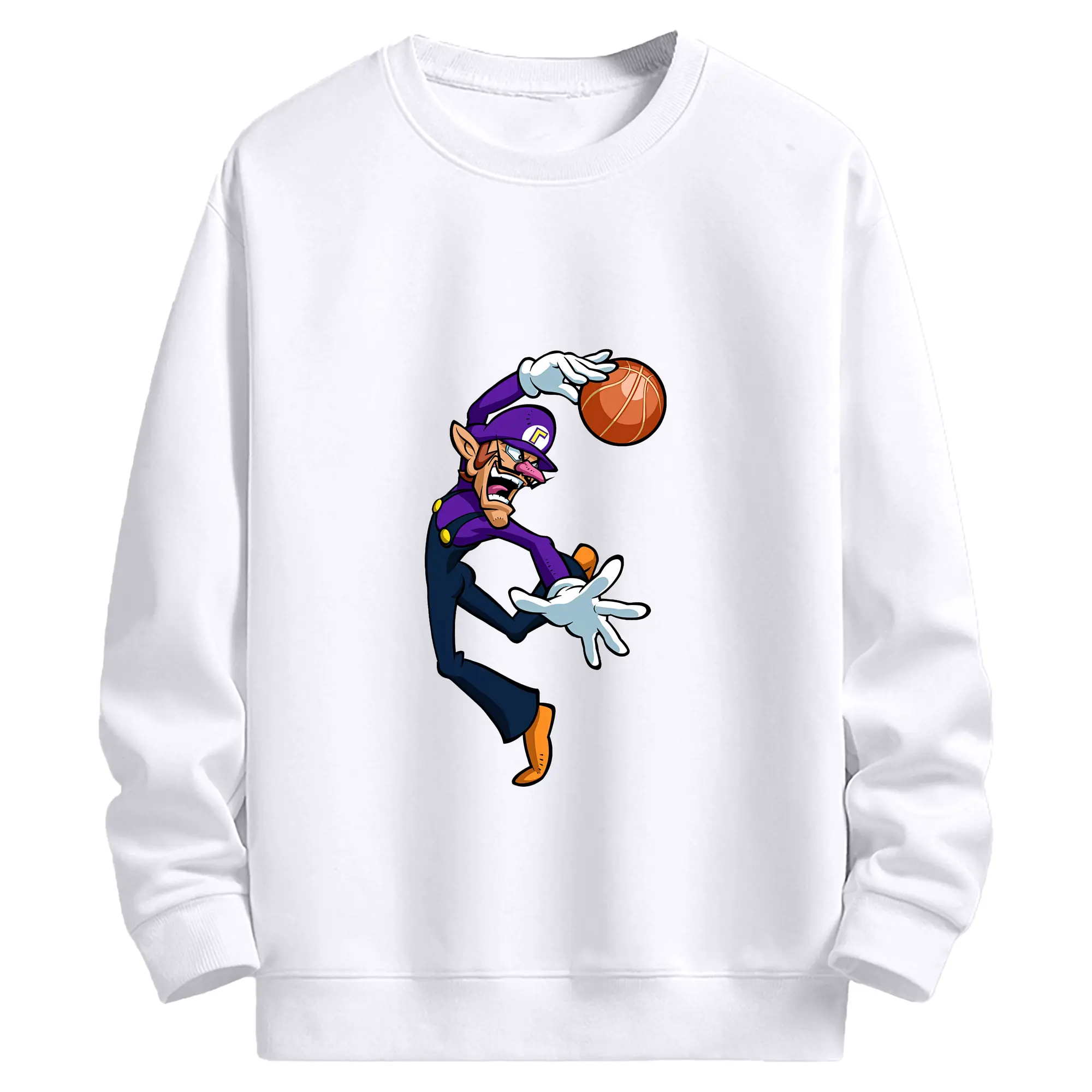 マリオ グッズ ワルイージ - 高品質 クルーネック スウェット ・ コットン59％ ポリエステル41％ ・ ユニセックス 長袖 トレーナー ・ カジュアル デイリー スポーツ 散歩用