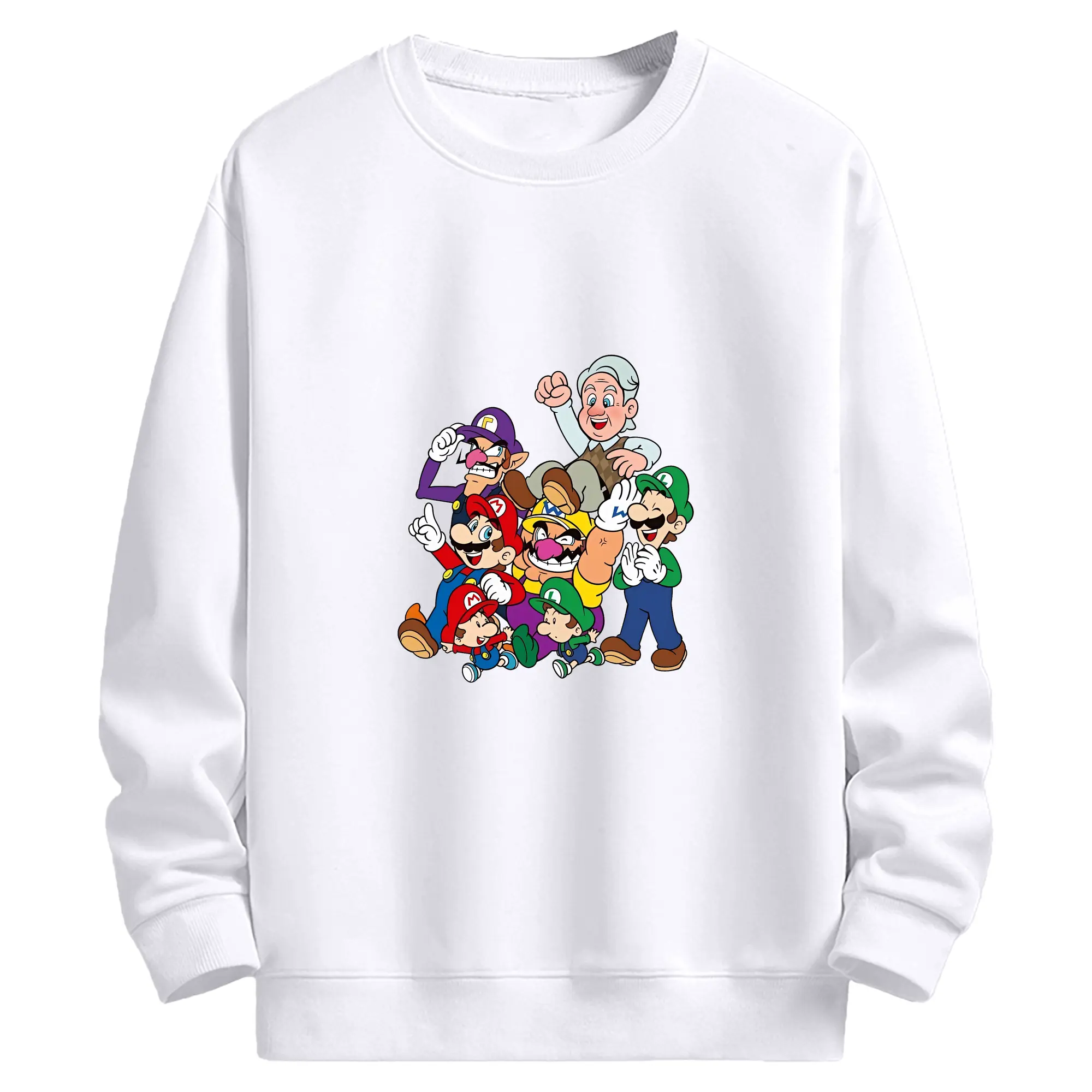 マリオ グッズ ワルイージ - 高品質 クルーネック スウェット ・ コットン59％ ポリエステル41％ ・ ユニセックス 長袖 トレーナー ・ カジュアル デイリー スポーツ 散歩用